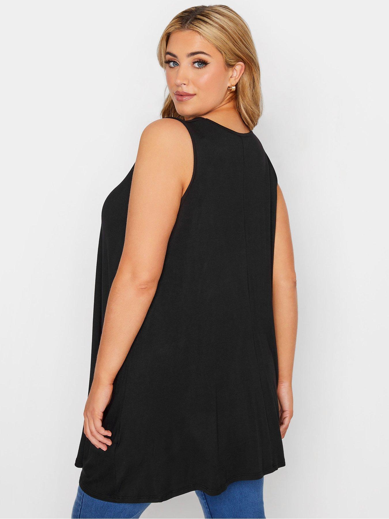 Image 2 of 4 of Yours Curve Pleat Swing Vest Black