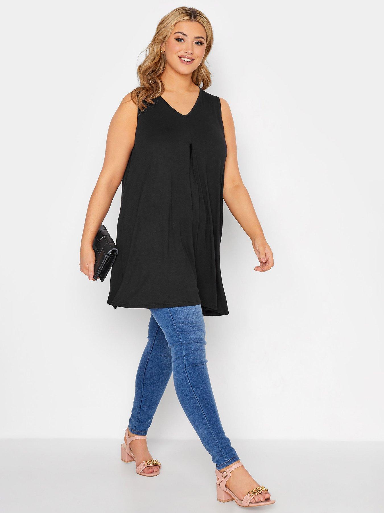 Image 3 of 4 of Yours Curve Pleat Swing Vest Black