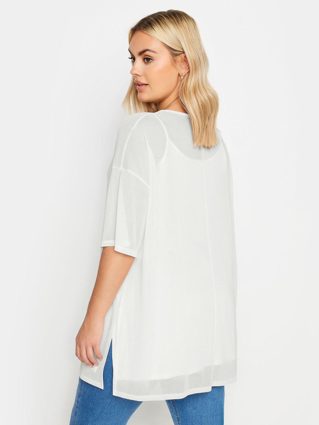 Oversized white mesh top on sale