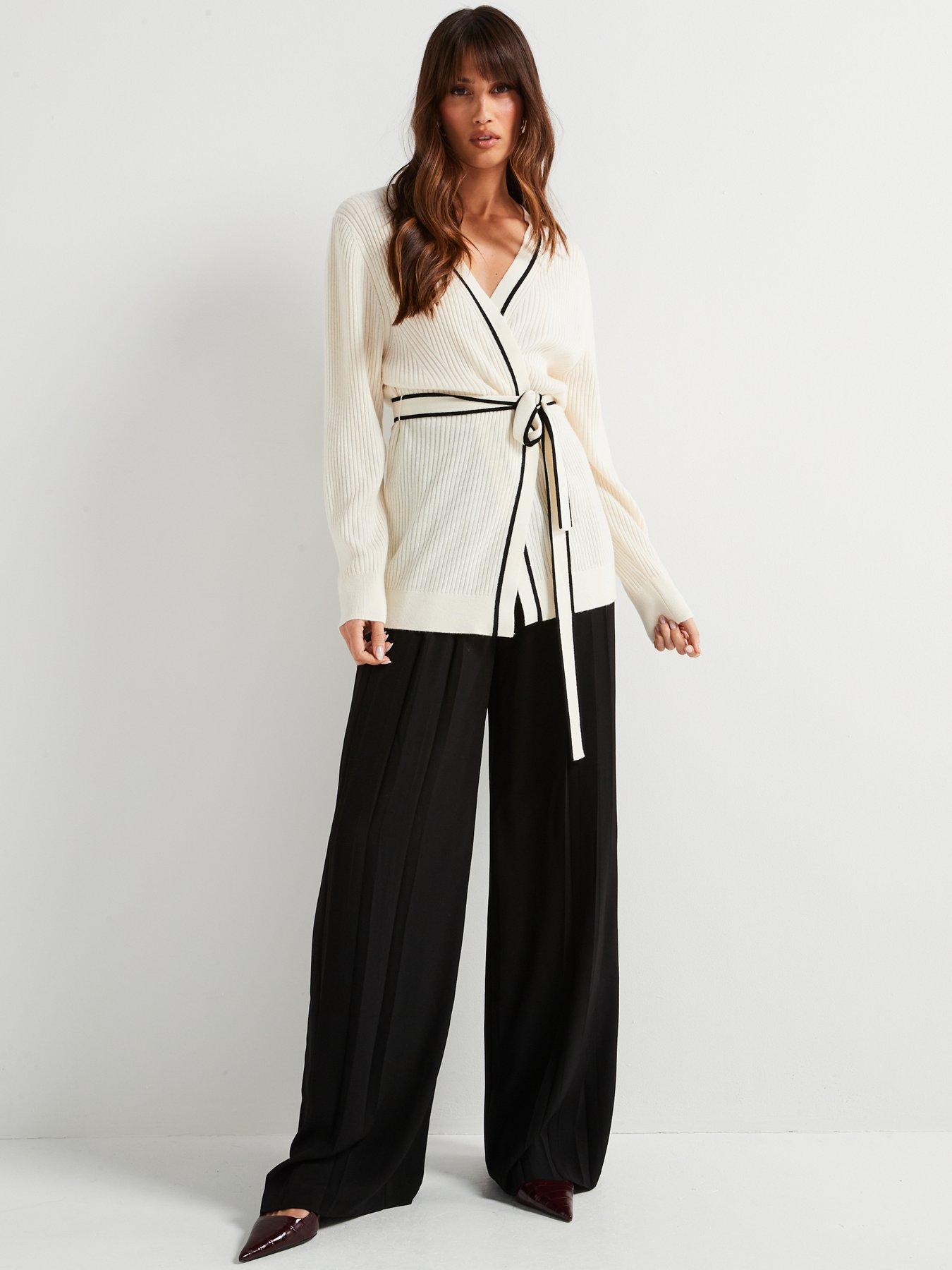 Image 6 of 6 of BOSS Ferinia 100% Wool Belted Cardigan - White