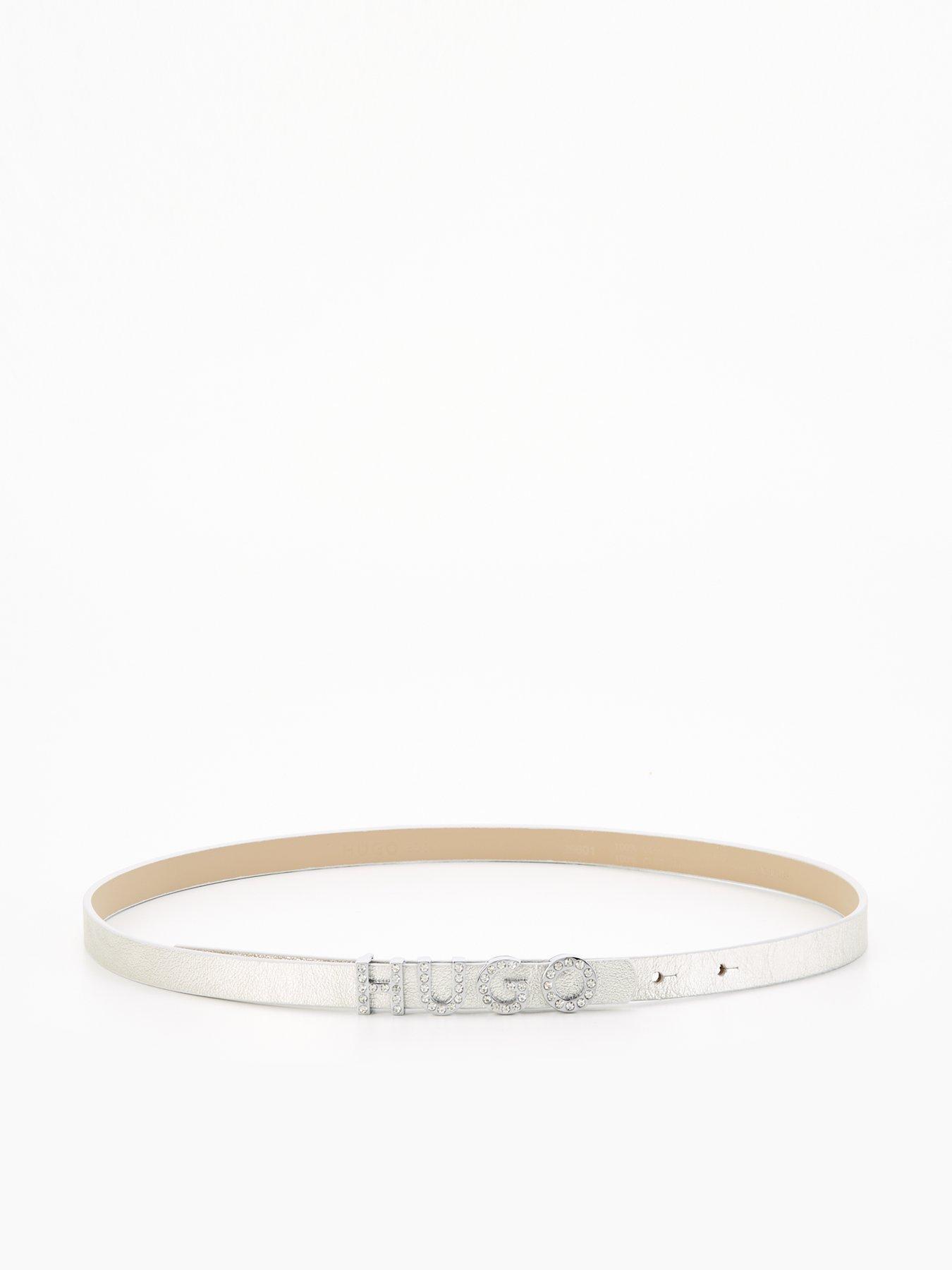 Image 1 of 3 of HUGO Zula Metallic Diamante Belt - Silver