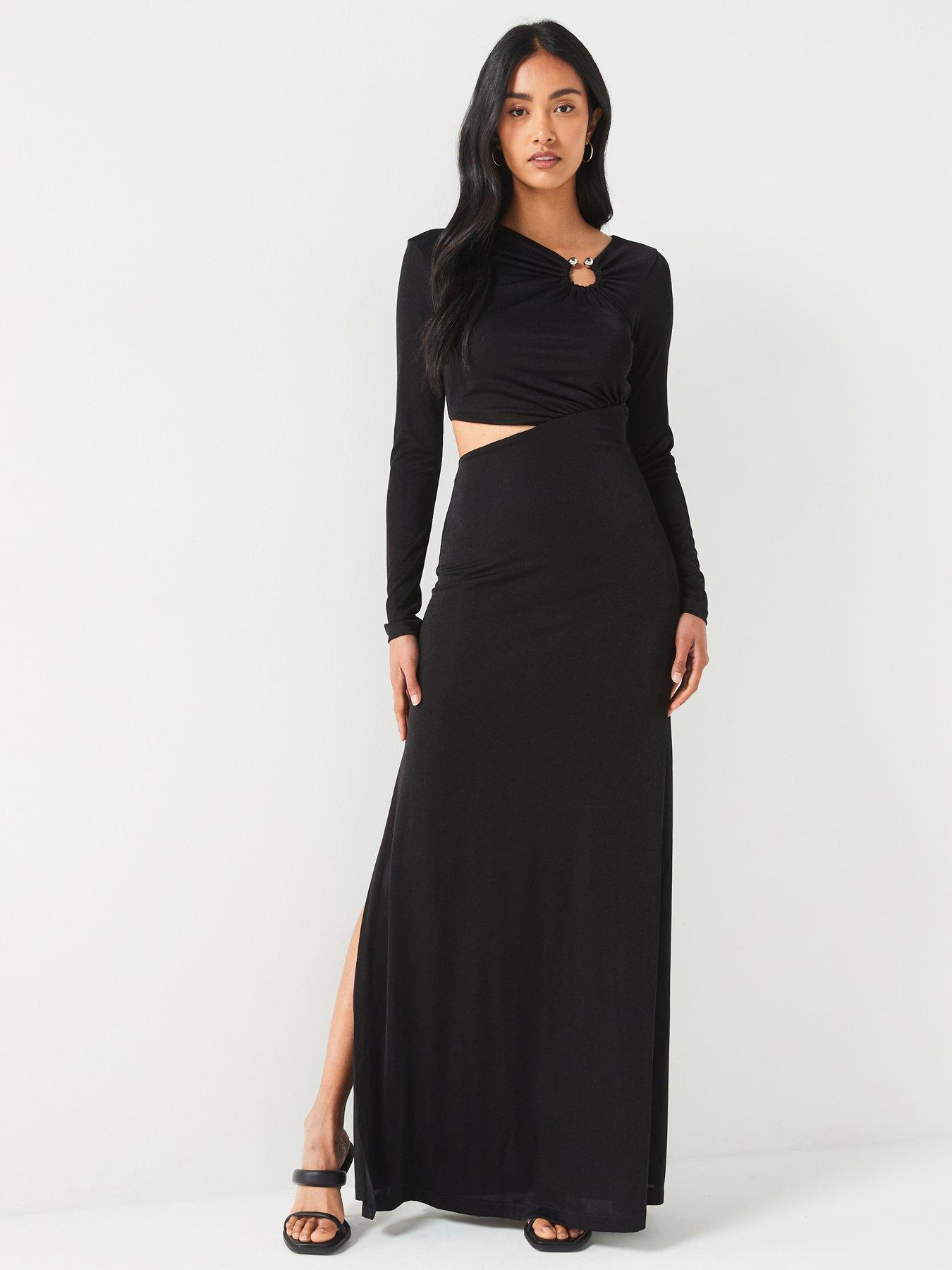 undefined Naveria Long Sleeve Maxi Dress - Black