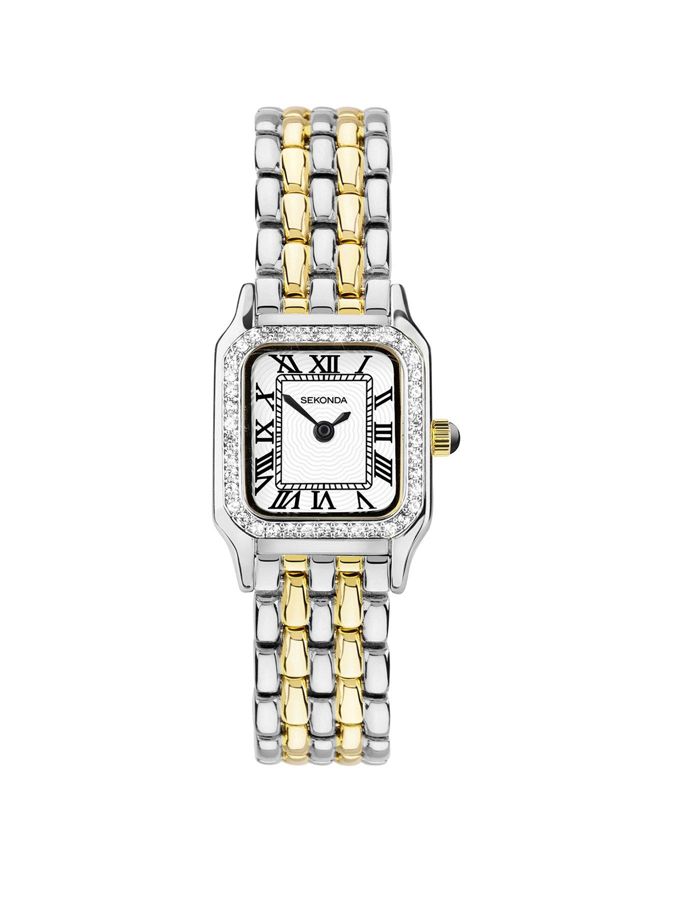  image of sekonda-womens-monica-two-tone-alloy-bracelet-with-white-dial-analogue-watch