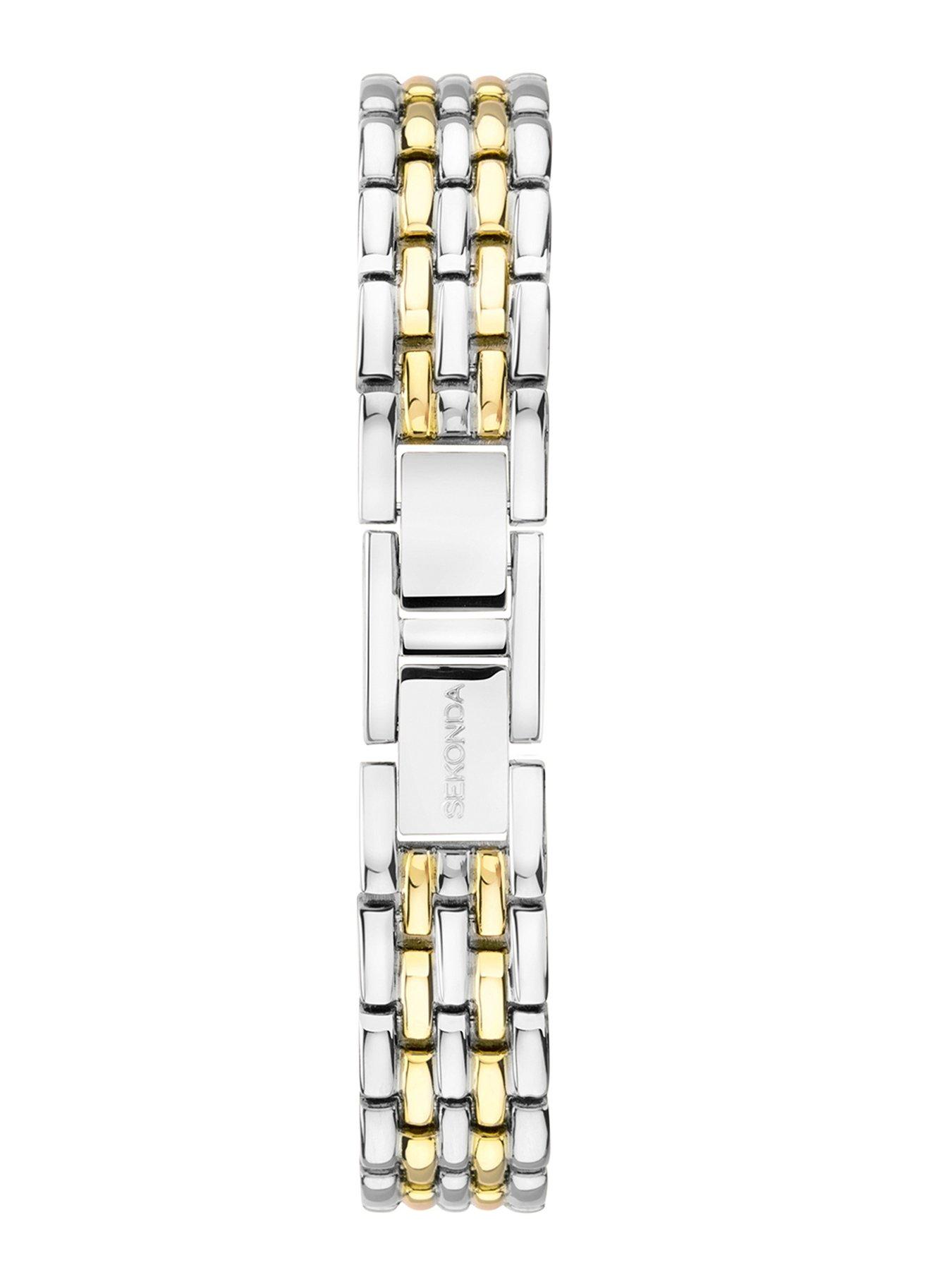  image of sekonda-womens-monica-two-tone-alloy-bracelet-with-white-dial-analogue-watch