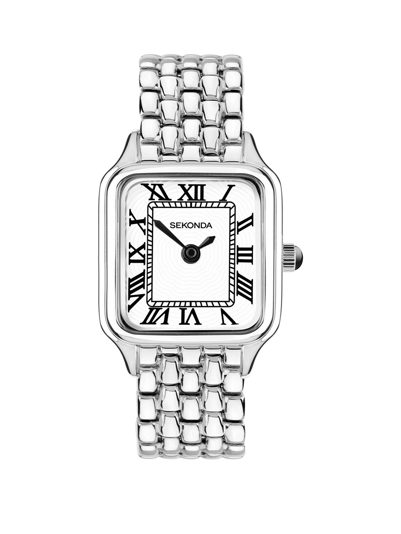 undefined Women's Monica Maxi Silver Alloy Bracelet with White Dial Analogue Watch
