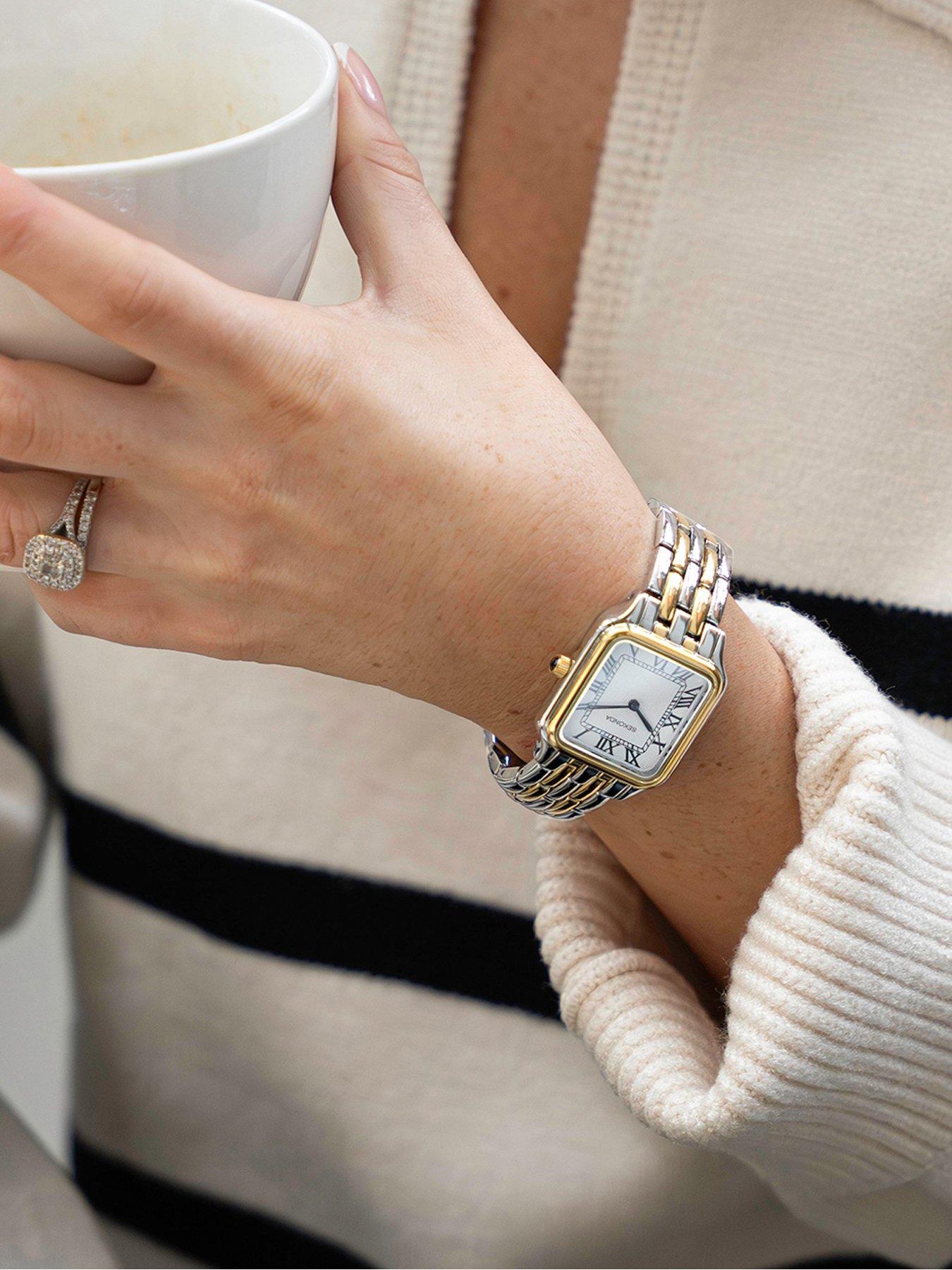 Image 3 of 6 of Sekonda Monica Maxi 2-Tone Alloy Bracelet with White Dial Analogue Watch