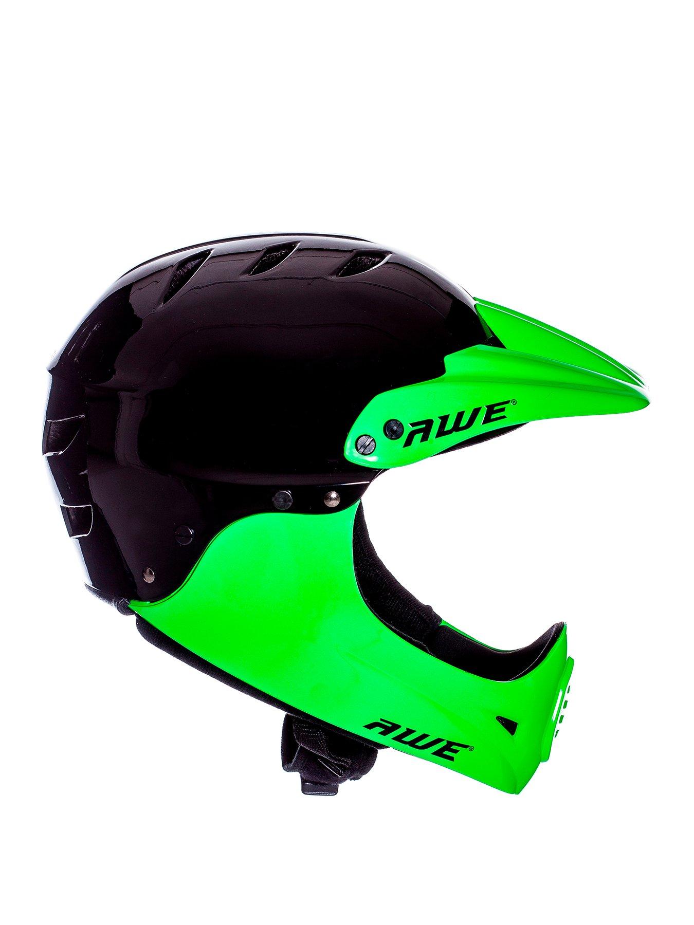 Image 2 of 8 of AWE Junior 16+ /Adult BMX/Bike Full Face Helmet 56-58cm Black/Green