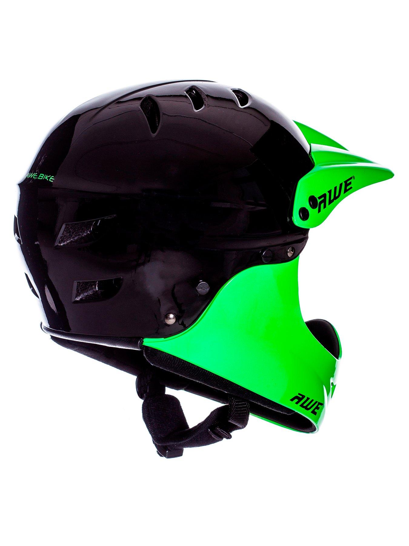 Image 3 of 8 of AWE Junior 16+ /Adult BMX/Bike Full Face Helmet 56-58cm Black/Green