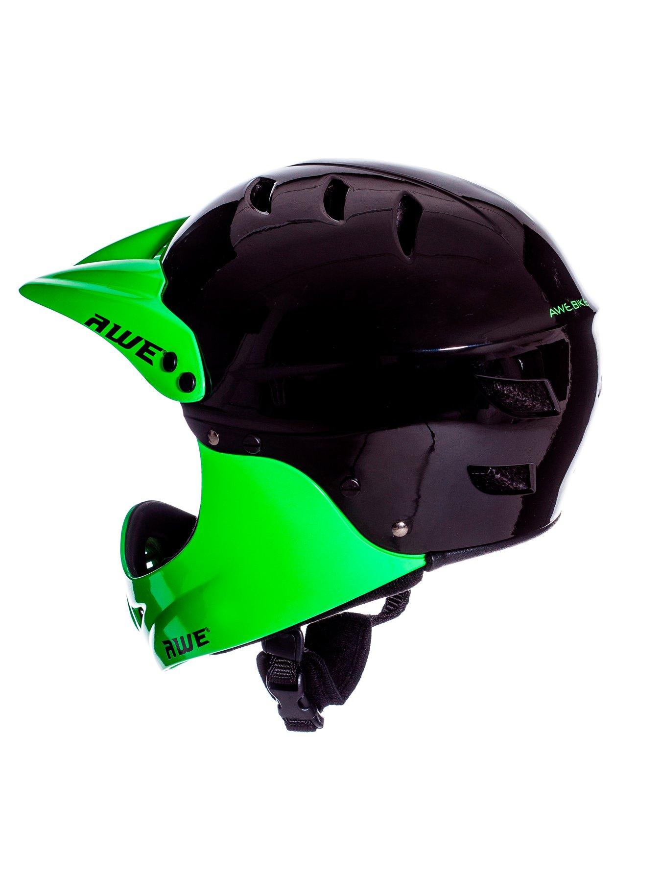 Image 5 of 8 of AWE Junior 16+ /Adult BMX/Bike Full Face Helmet 56-58cm Black/Green