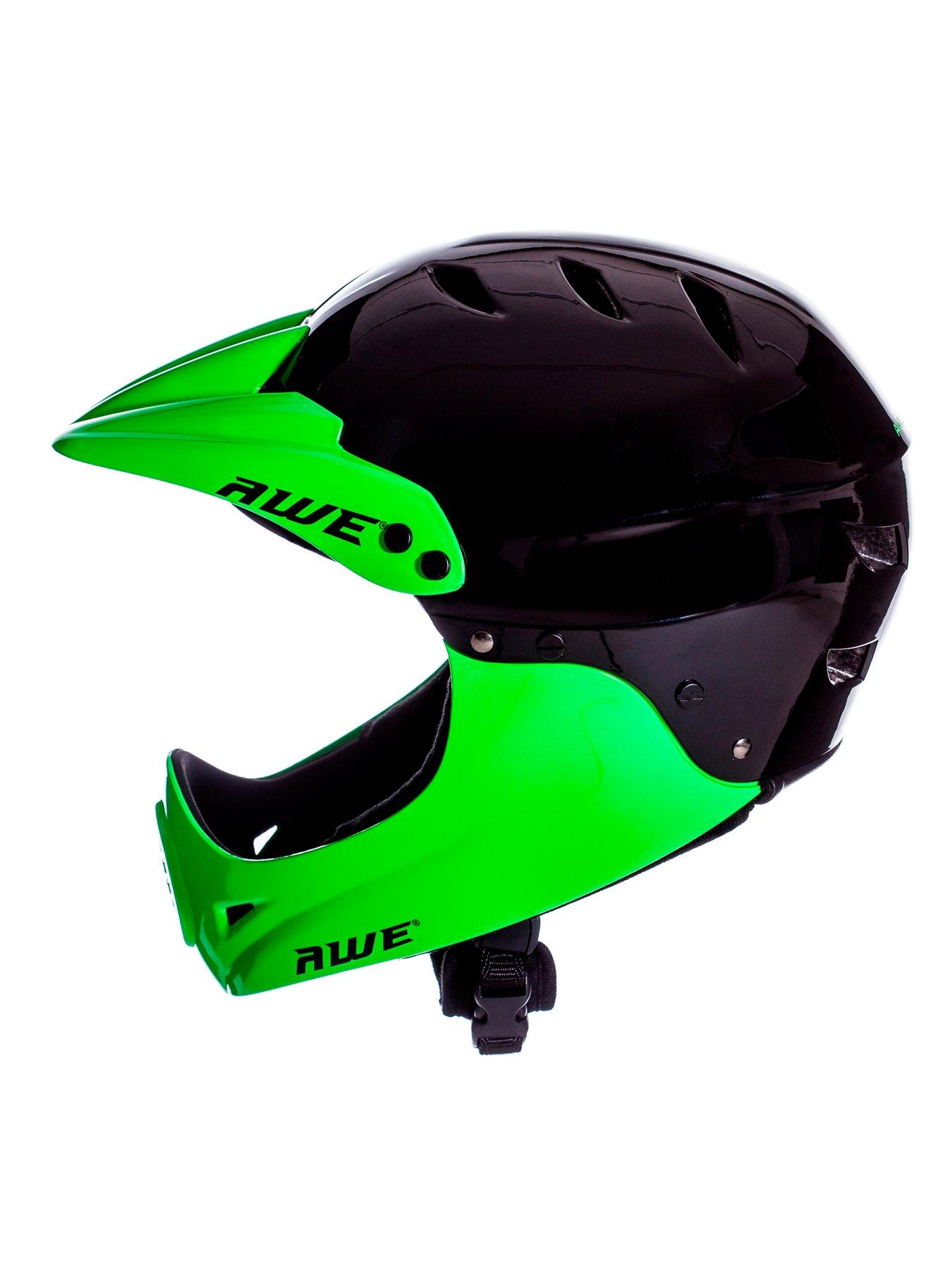 Image 6 of 8 of AWE Junior 16+ /Adult BMX/Bike Full Face Helmet 56-58cm Black/Green