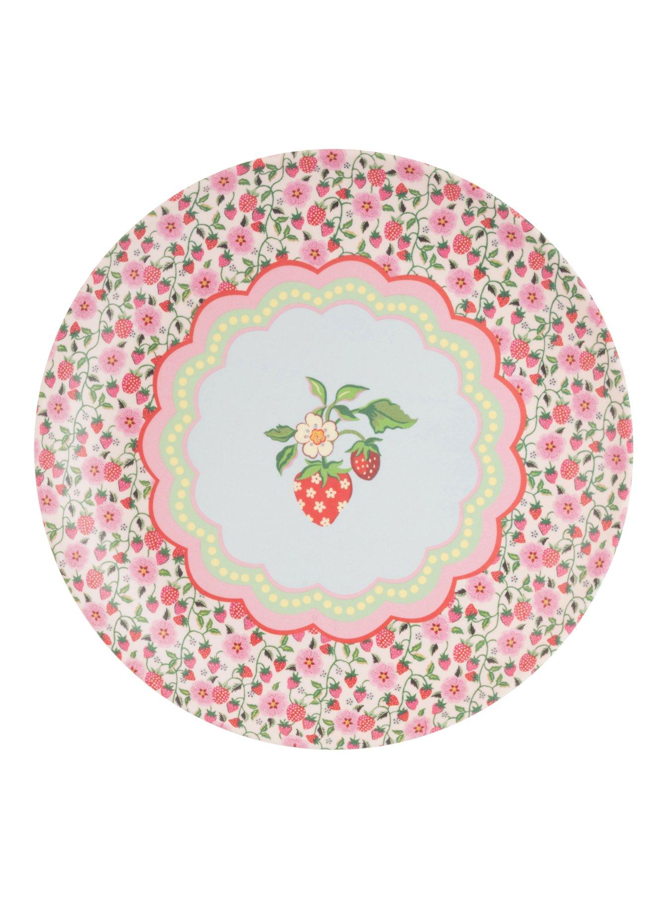  image of cath-kidston-strawberry-set-of-4-melamine-dinner-plates