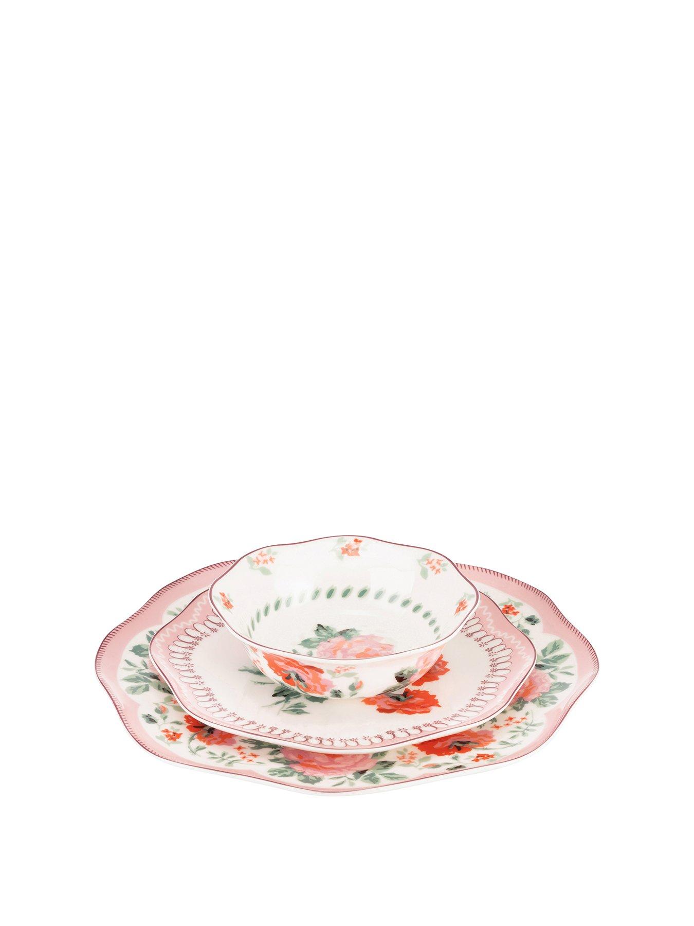 Cath Kidston Archive Rose 12 Piece Dinner Set littlewoods