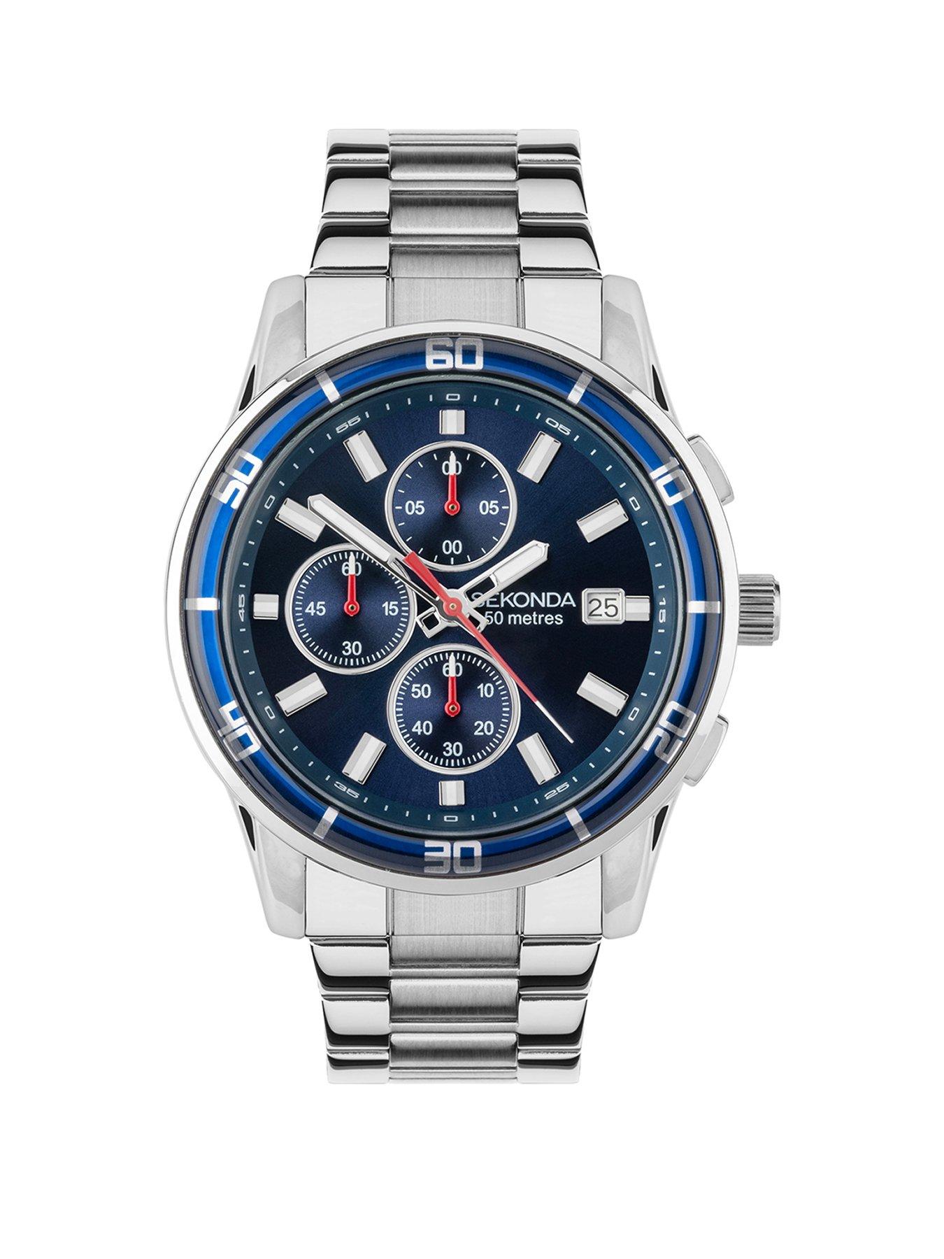 undefined Midnight Silver Stainless Steel Bracelet Chronograph Watch