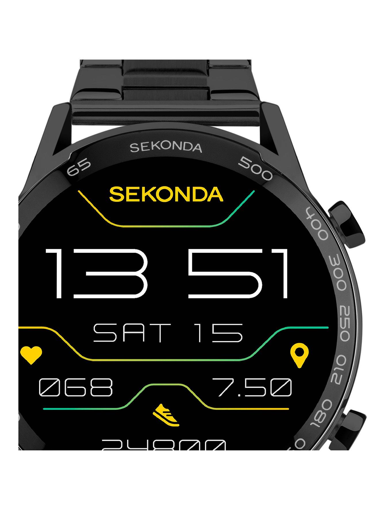  image of sekonda-mens-active-plus-black-stainless-steel-bracelet-smartwatch