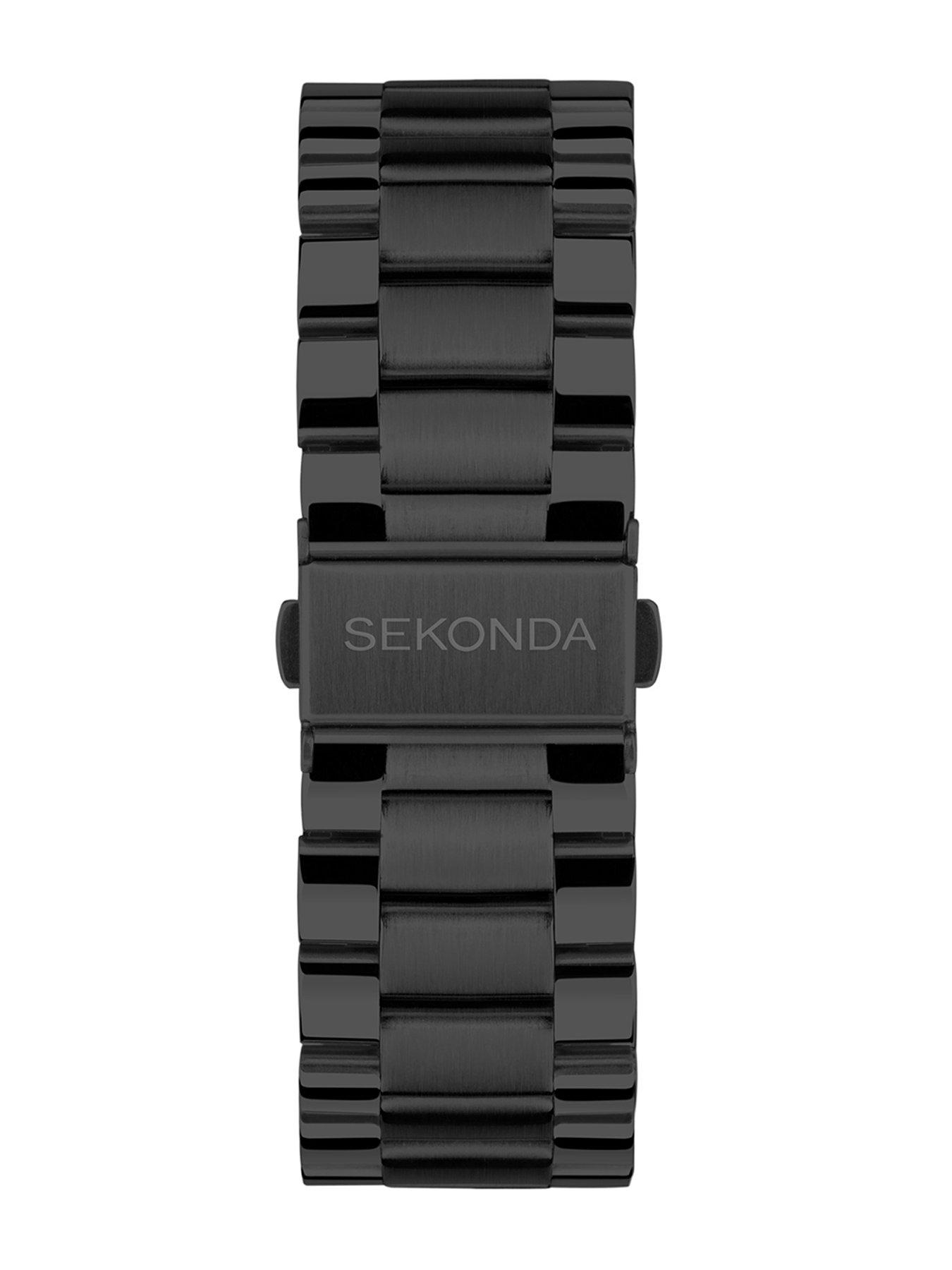  image of sekonda-mens-active-plus-black-stainless-steel-bracelet-smartwatch