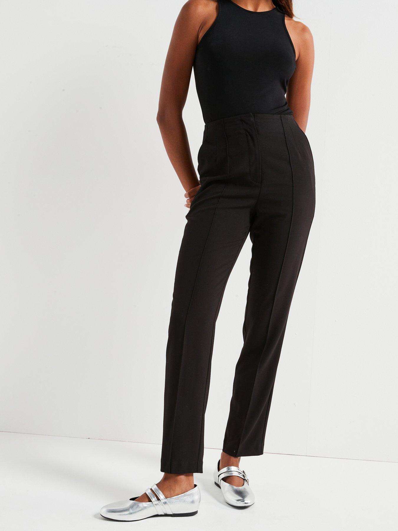 undefined Seamed Slim Leg Formal Trouser - Black