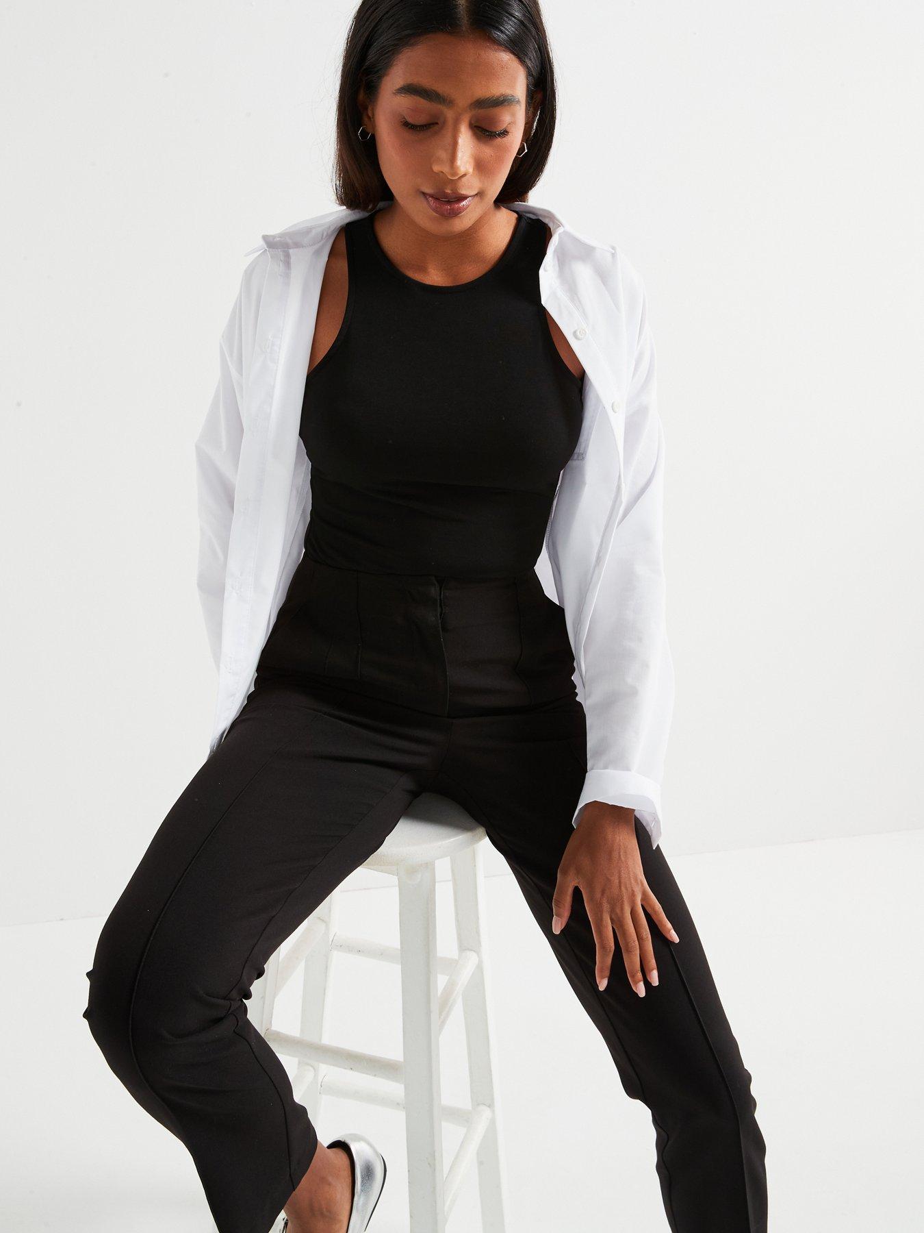  image of the-very-collection-seamed-slim-leg-formal-trouser-black