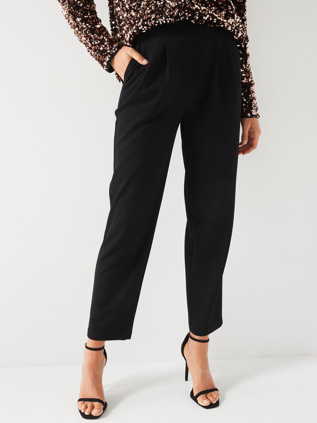 undefined Pull On Smart Tapered Leg Trouser - Black