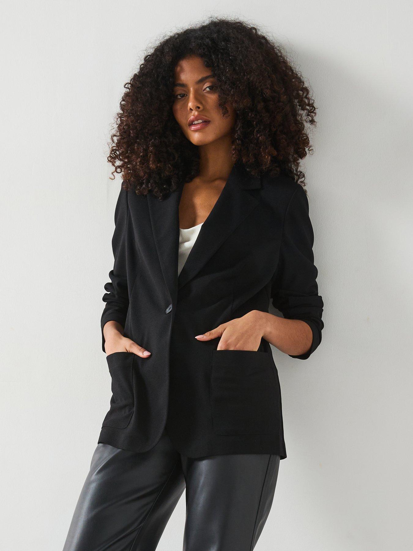 front image of everyday-edge-to-edge-jersey-blazer-black