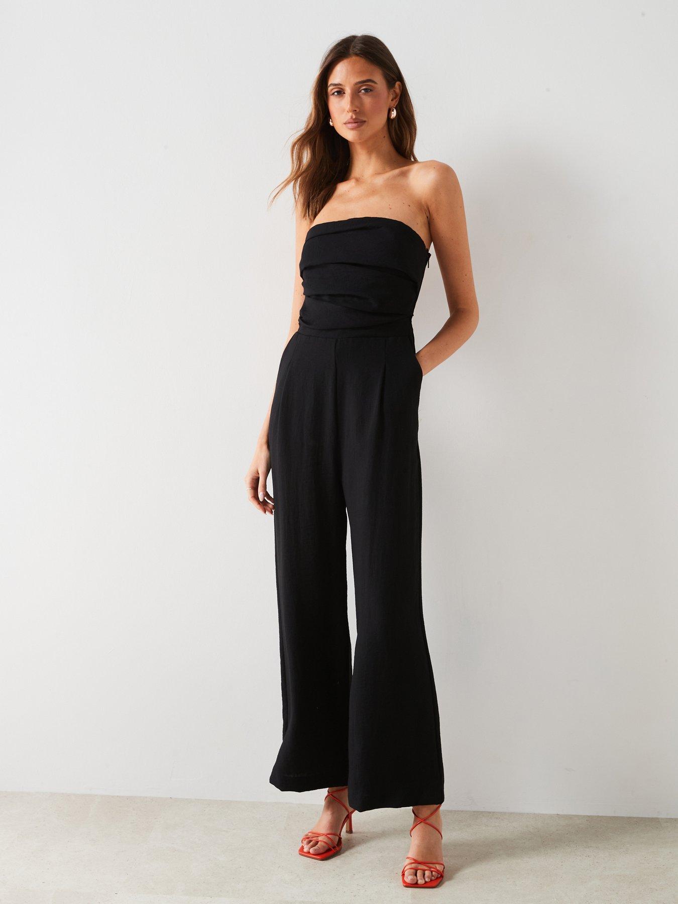 undefined Black Straight Design Side Zip Fastening Jumpsuit