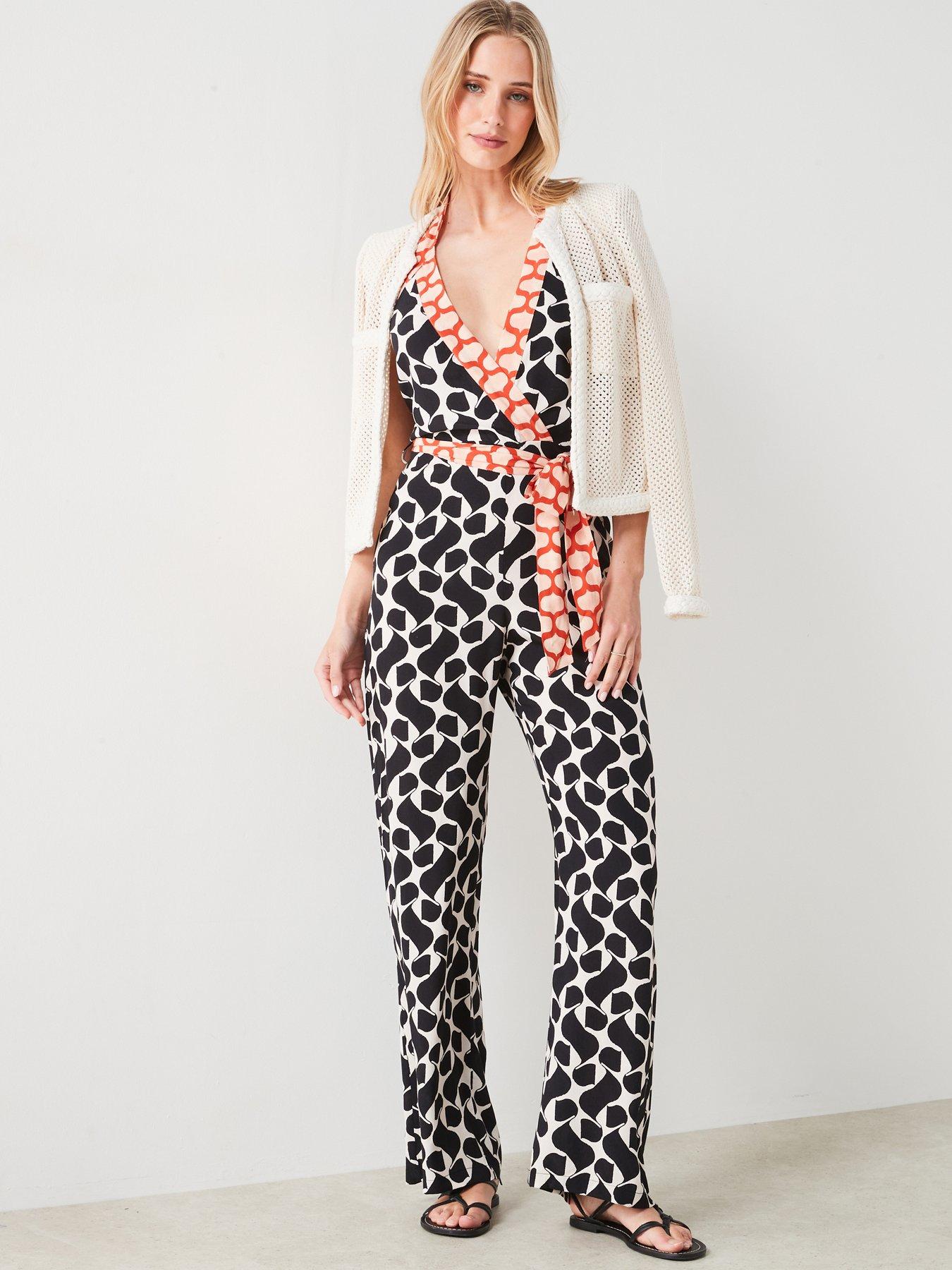  image of mango-printed-jumpsuit-with-bow-black