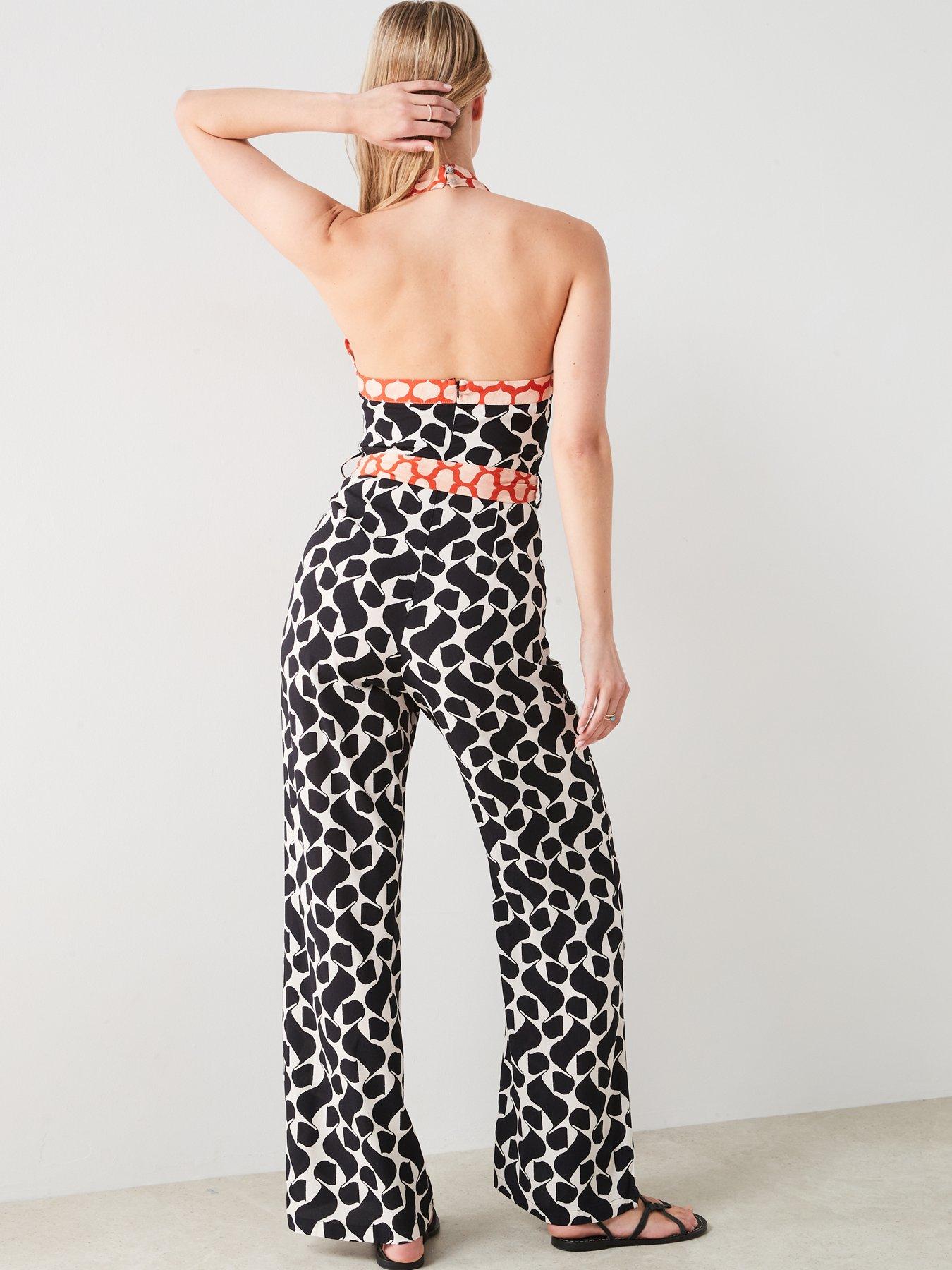 stillFront image of mango-printed-jumpsuit-with-bow-black