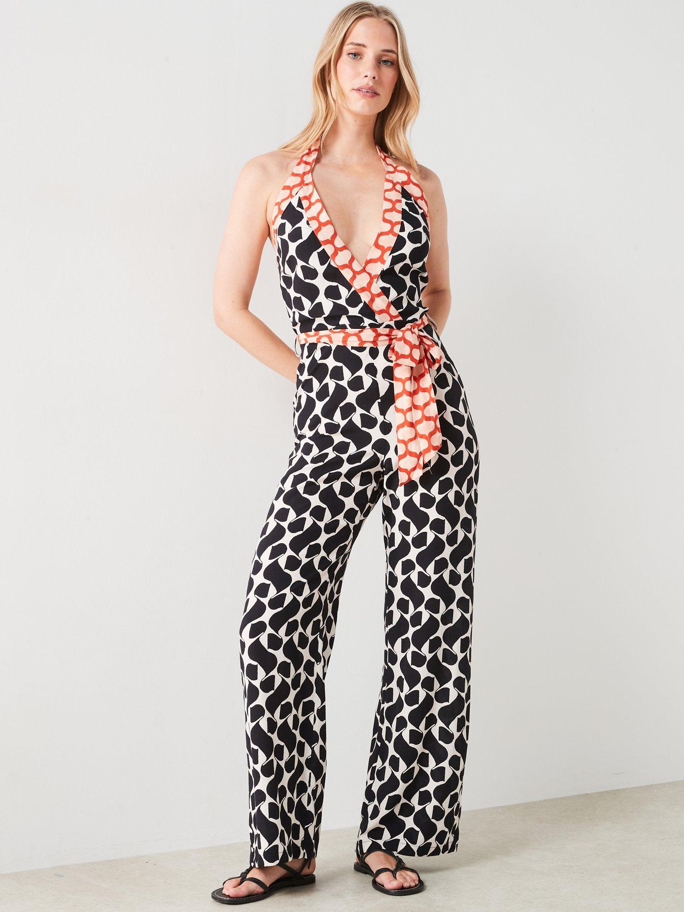  image of mango-printed-jumpsuit-with-bow-black