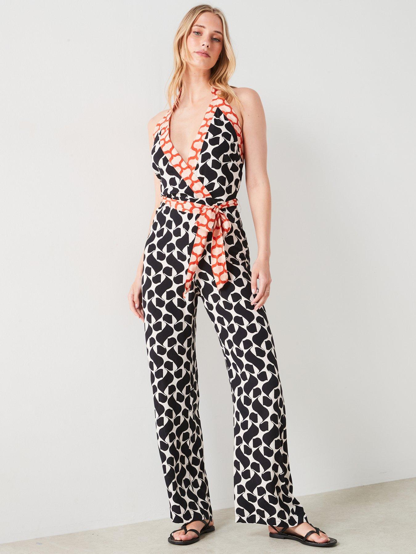  image of mango-printed-jumpsuit-with-bow-black