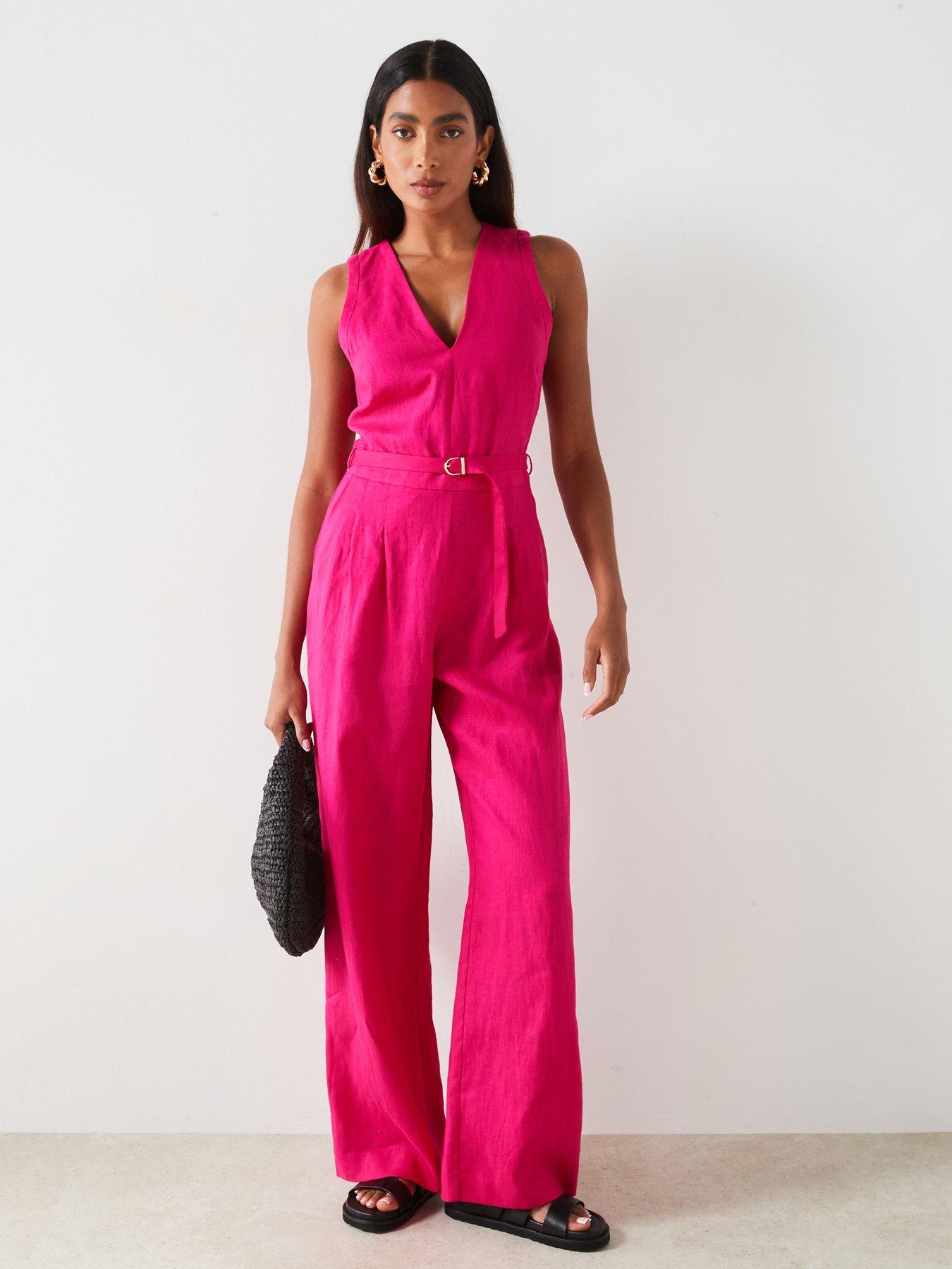 Pink linen playsuit online