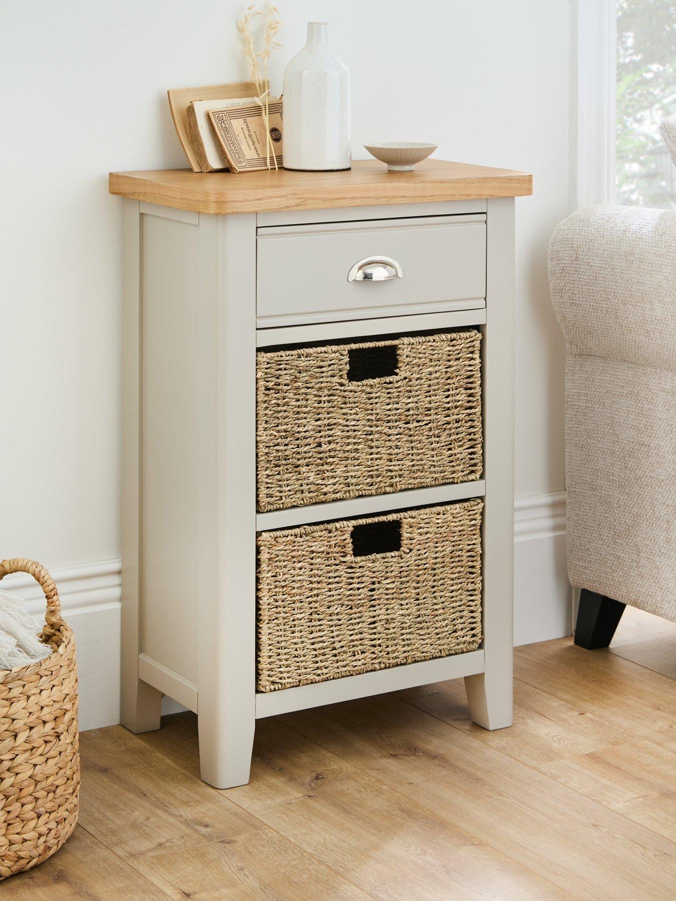 Image 1 of 7 of Very Home Malone Ready Assembled&nbsp;1 Drawer, 2 Basket Sideboard&nbsp;- contains Solid Wood