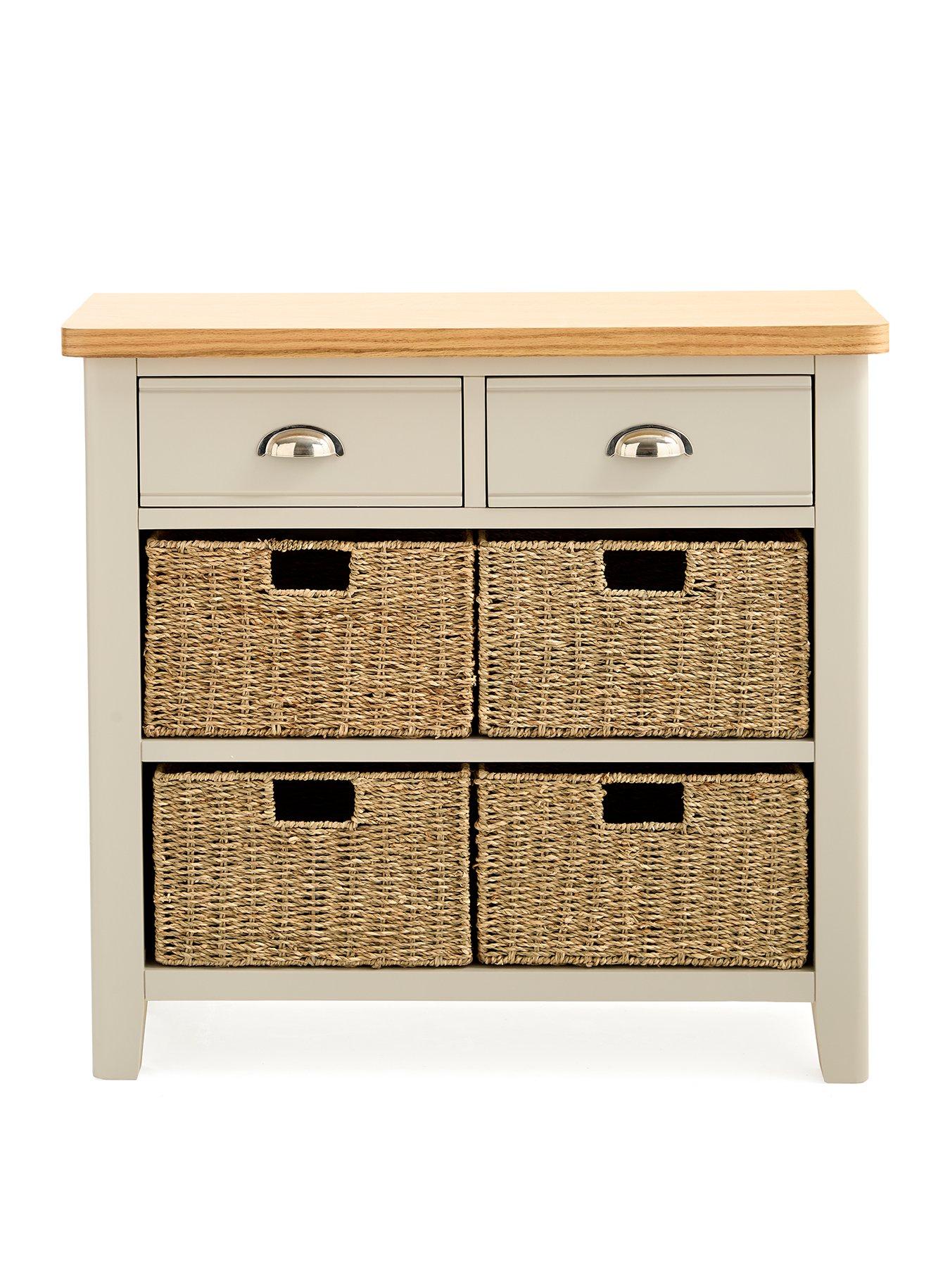 Image 2 of 7 of Very Home Malone Ready Assembled 2 Drawer, 4 Basket Sideboard&nbsp;&nbsp;- contains Solid Wood