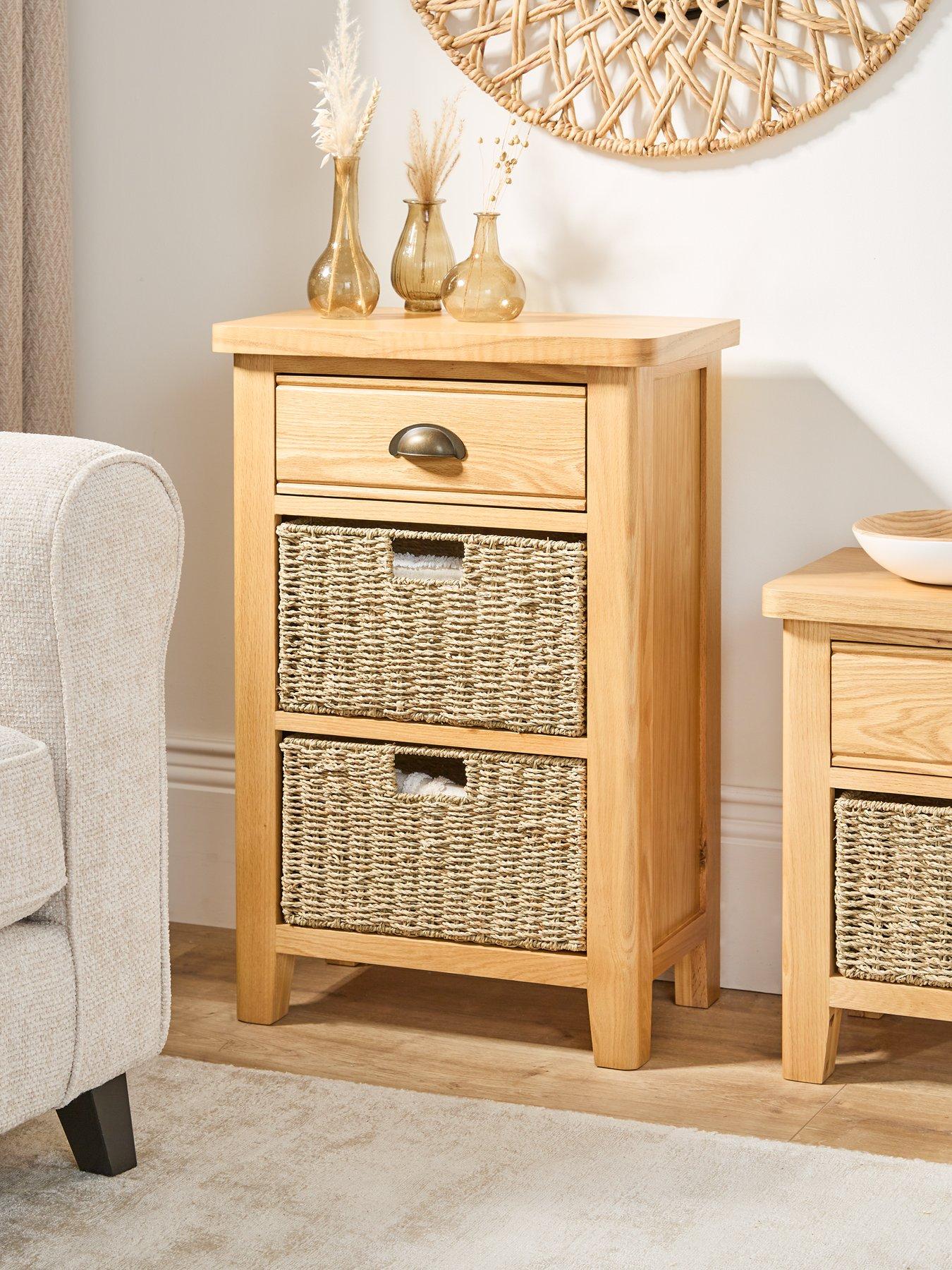 The Very Collection Ashwin Ready Assembled 1 Drawer, 2 Basket Sideboard - contains Solid Wood