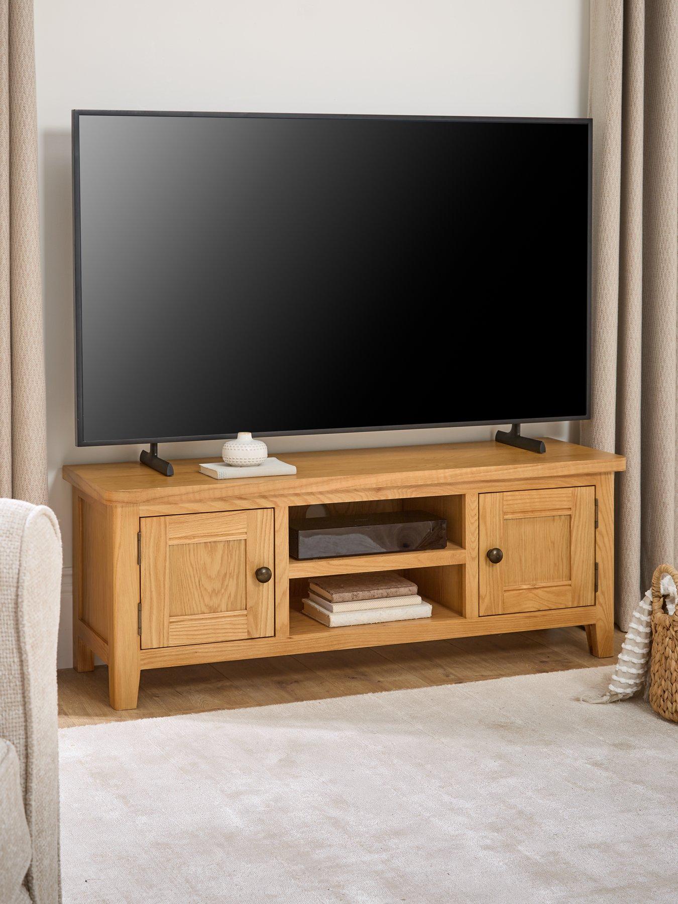 The Very Collection Ashwin Ready Assembled Large TV Unit - fits up to 55 inch TV - contains Solid Wood