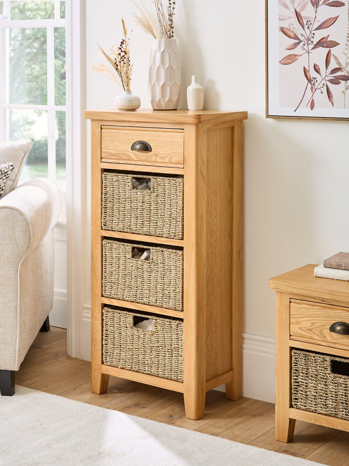 The Very Collection Ashwin Ready Assembled 1 Drawer, 3 Basket Sideboard - contains Solid Wood