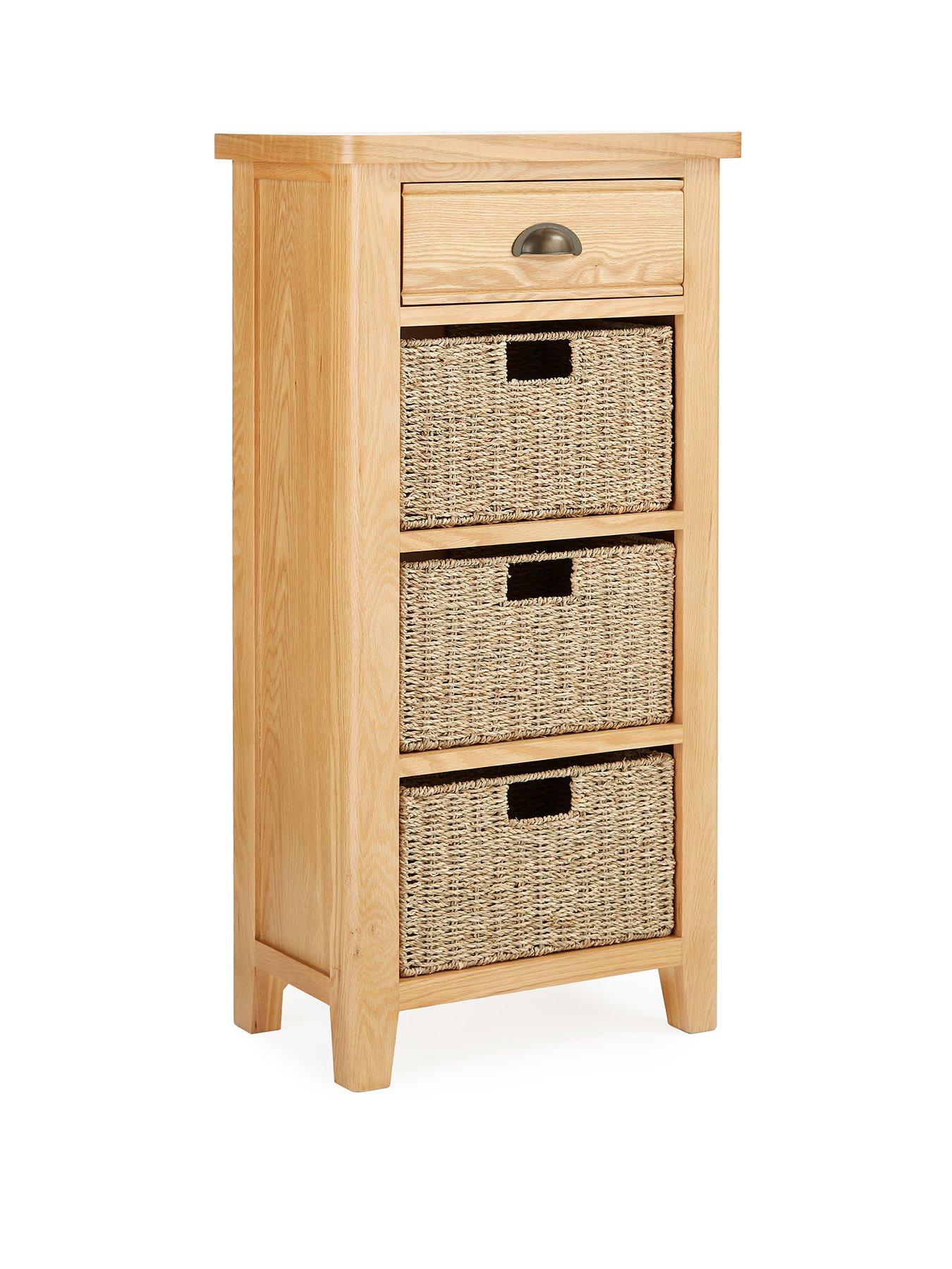 Image 3 of 7 of Very Home Ashwin Ready Assembled 1 Drawer, 3 Basket Sideboard&nbsp;- contains Solid Wood