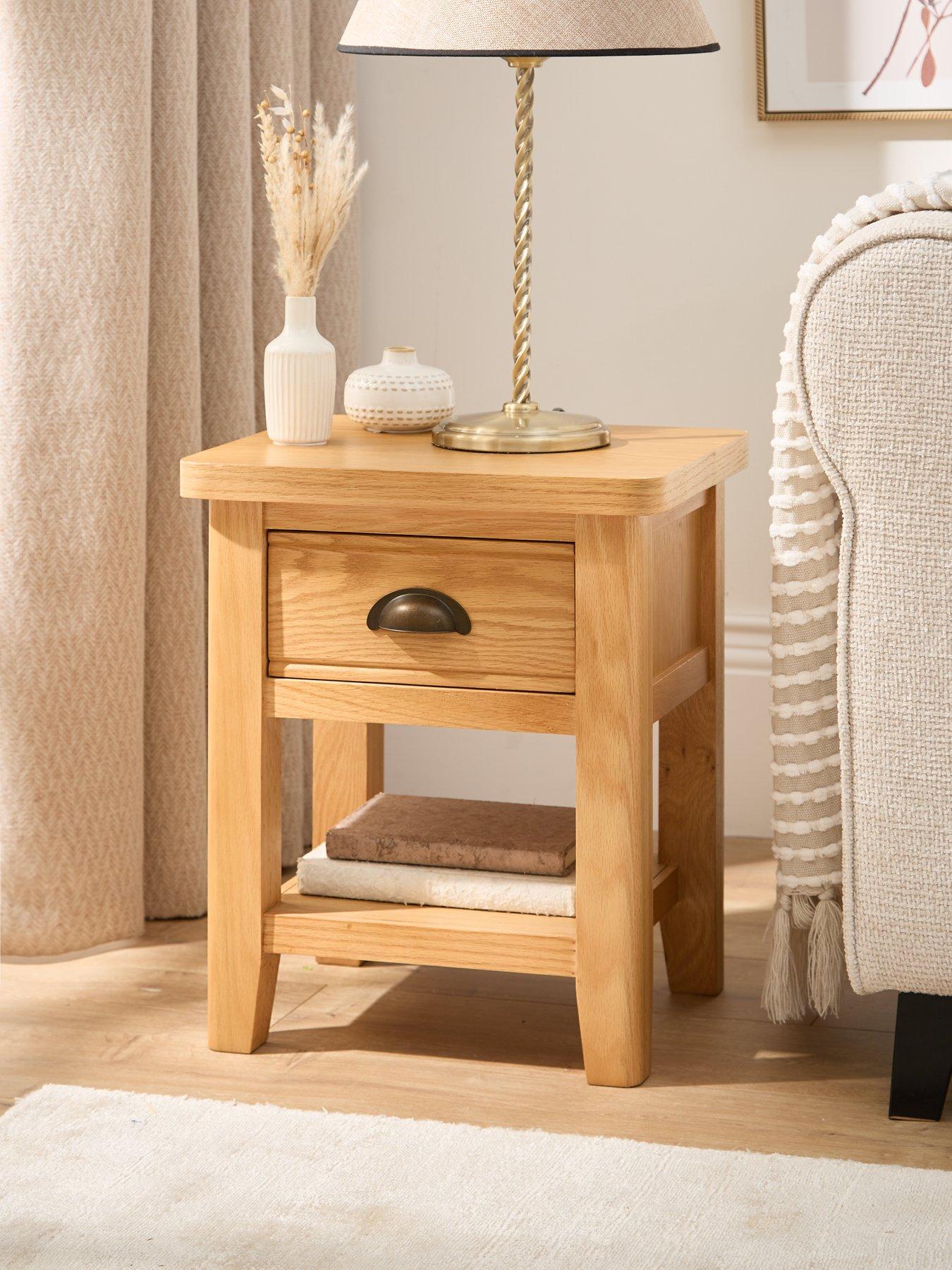 Image 1 of 7 of Very Home Ashwin Ready Assembled 1 Drawer Lamp Table&nbsp;- contains Solid Wood