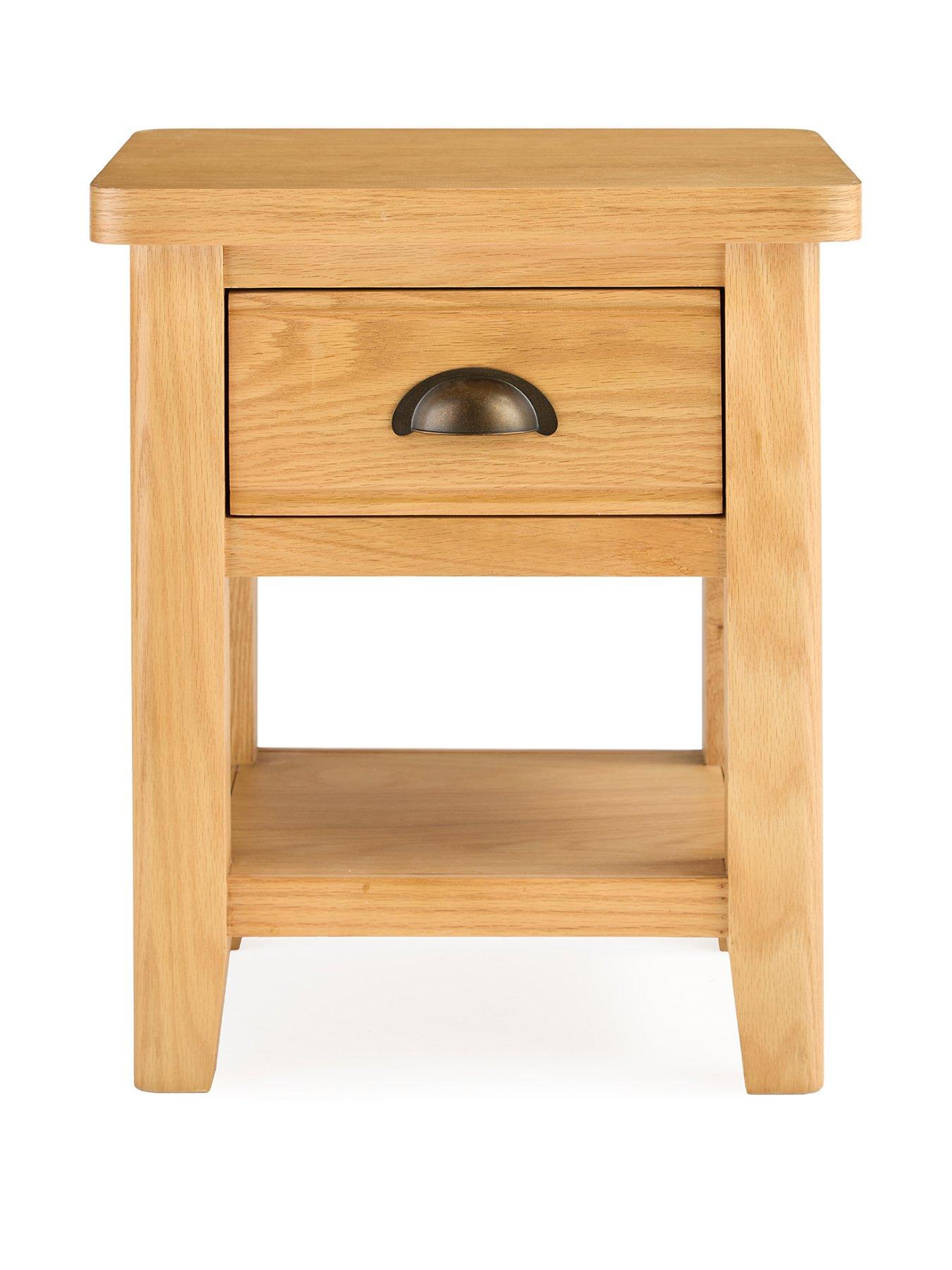 Image 2 of 7 of Very Home Ashwin Ready Assembled 1 Drawer Lamp Table&nbsp;- contains Solid Wood
