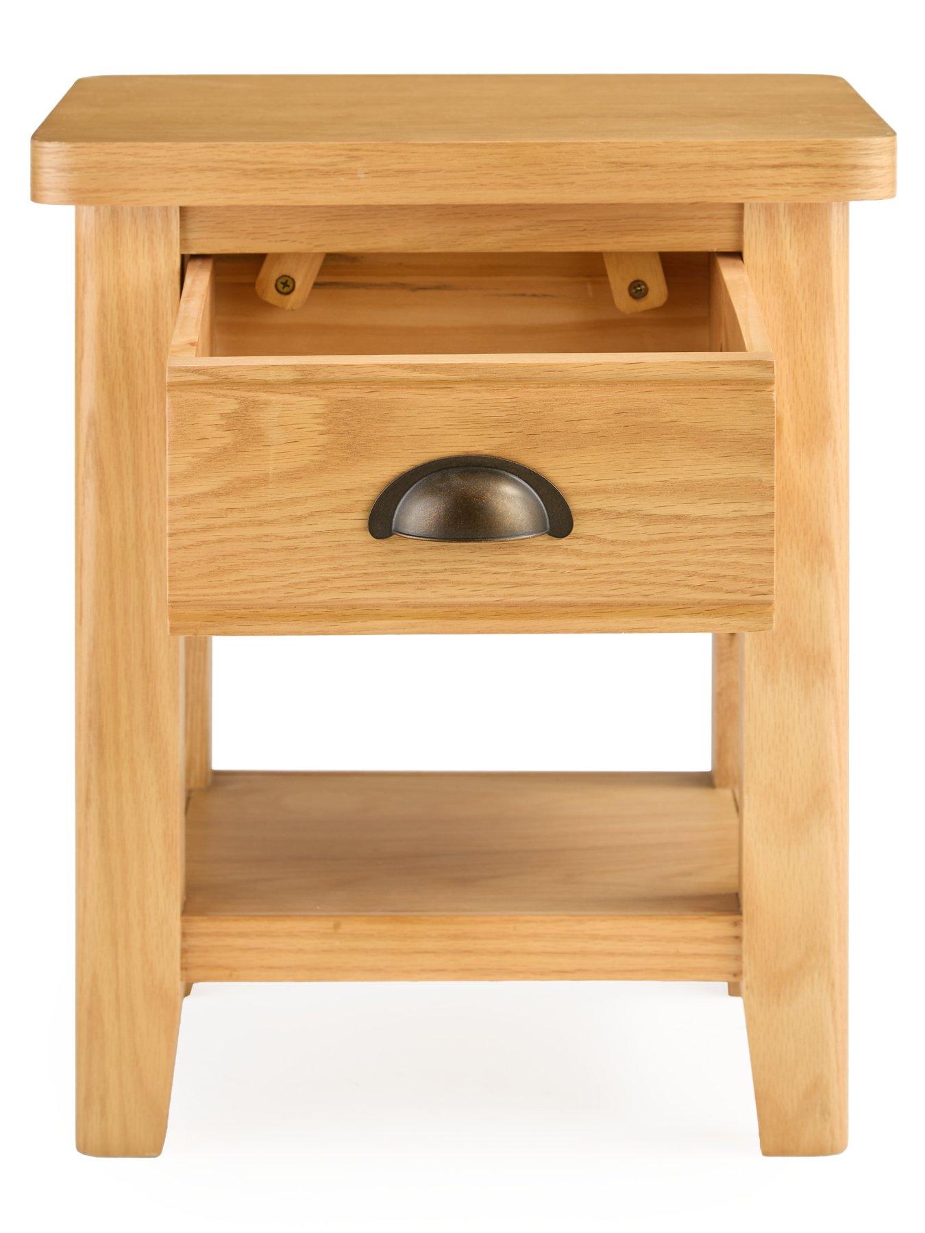 Image 4 of 7 of Very Home Ashwin Ready Assembled 1 Drawer Lamp Table&nbsp;- contains Solid Wood