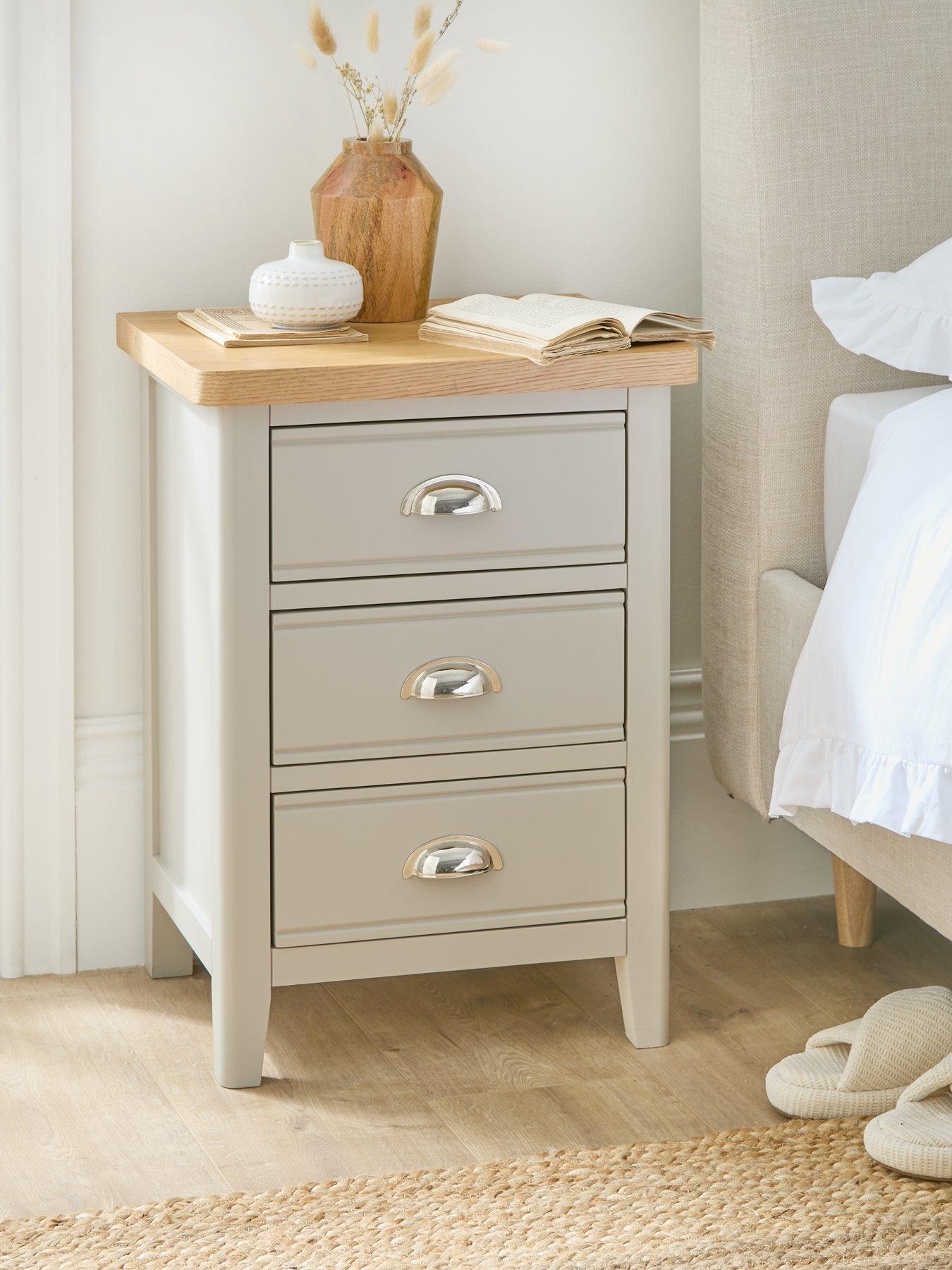 Image 1 of 7 of The Very Collection Malone Ready Assembled&nbsp;3 Drawer Bedside Chest&nbsp;- contains Solid Wood