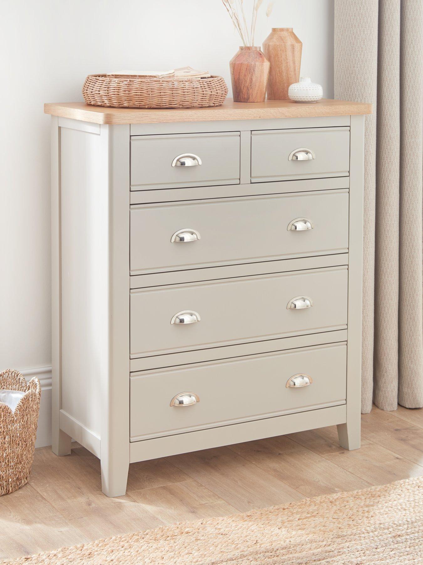 Image 1 of 7 of The Very Collection Malone&nbsp;Ready Assembled 2 + 3 Drawer Chest&nbsp;- contains Solid Wood