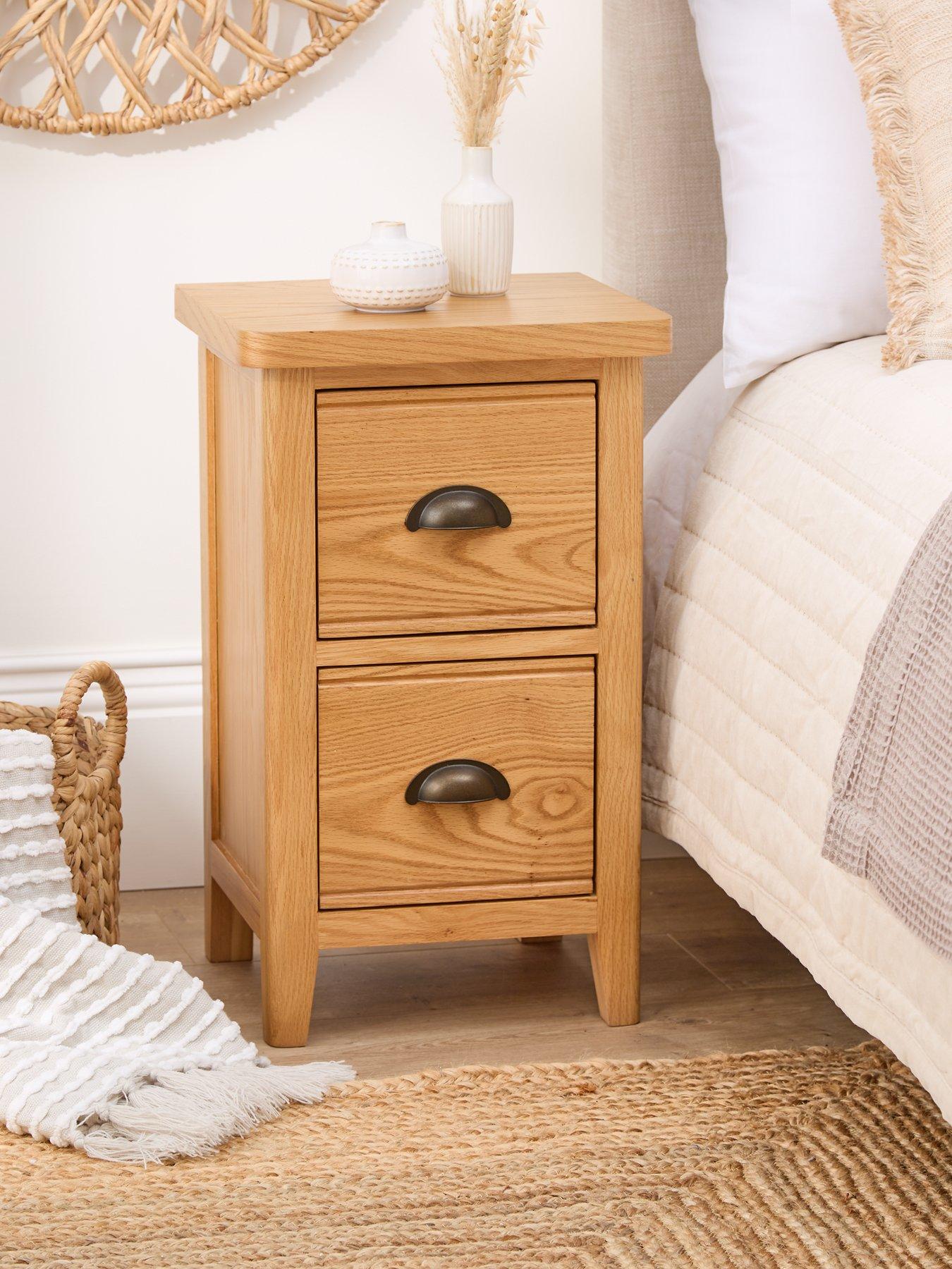 undefined Ashwin Ready Assembled 2 Drawer Bedside Chest - contains Solid Wood