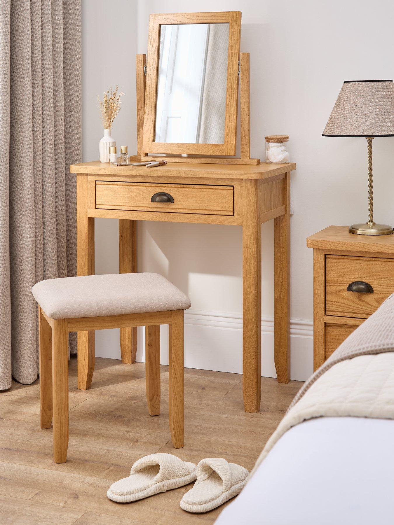 Very Home Ashwin Part Assembled Dressing Table, Stool  &  Mirror Set - contains Solid Wood