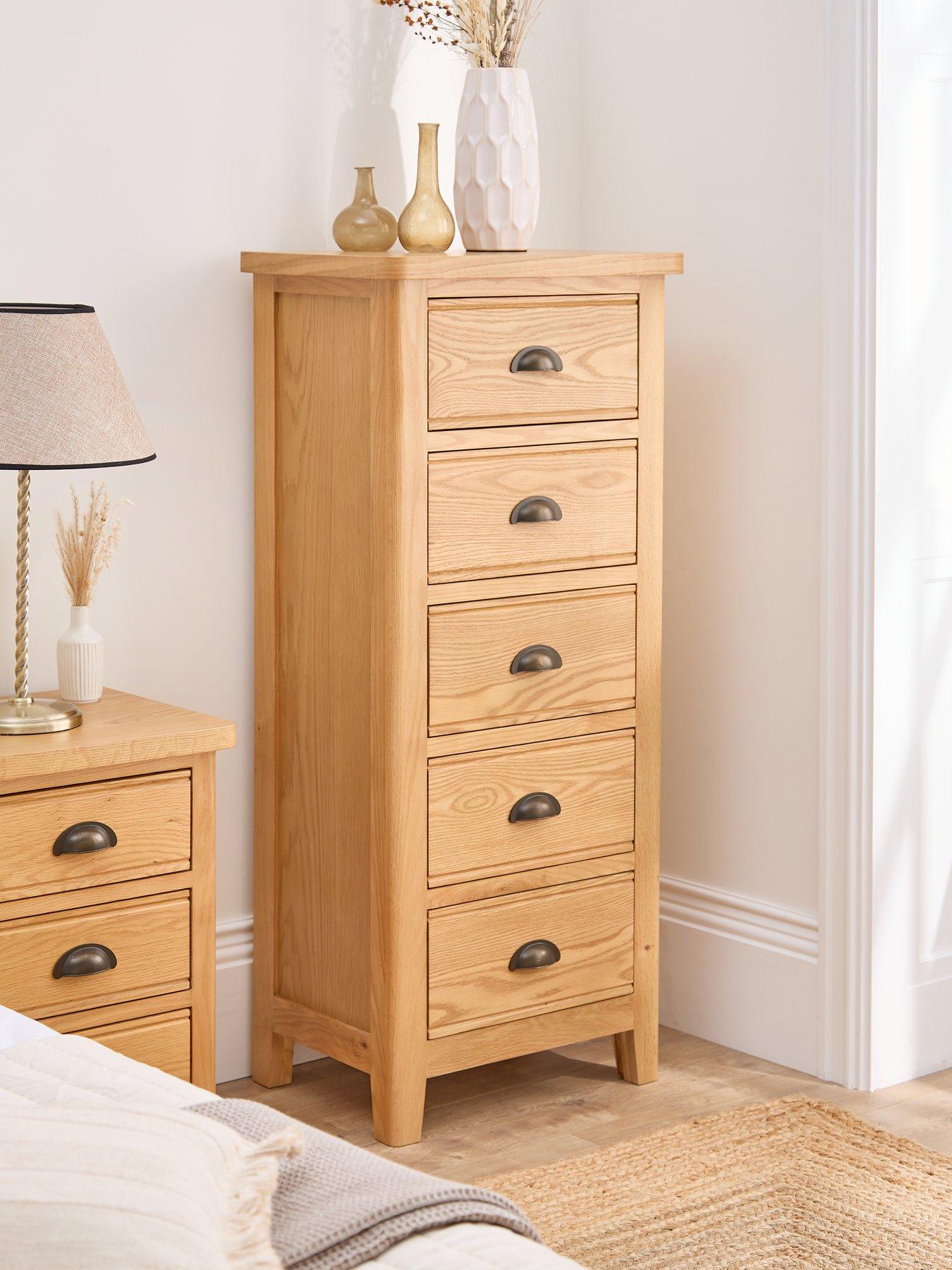 The Very Collection Ashwin Ready Assembled 5 Drawer Tall Boy - contains Solid Wood