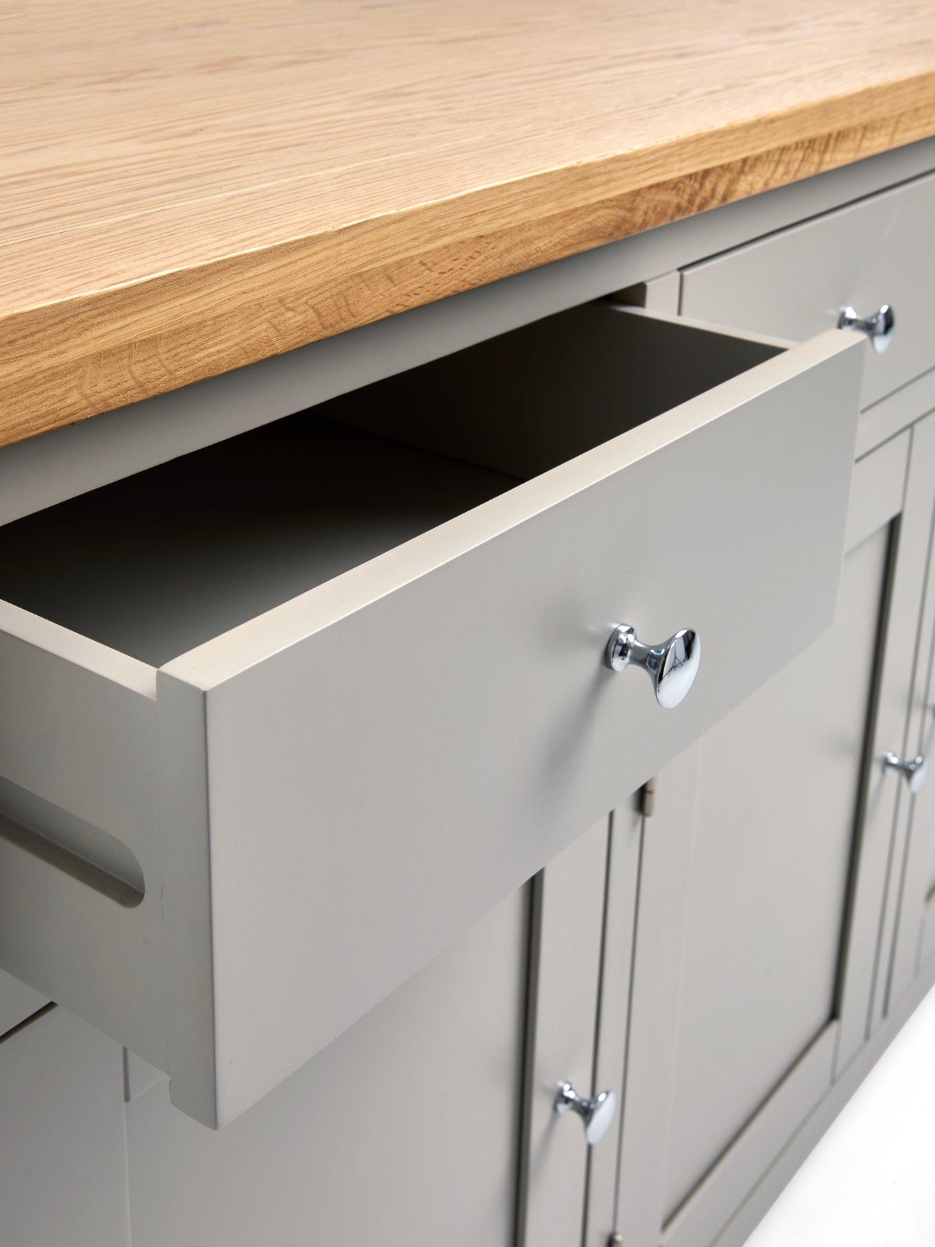 Image 5 of 7 of Very Home Hamilton Ready Assembled 3 Door, 3 Drawer Sideboard - Light Grey/Oak - contains Solid Wood