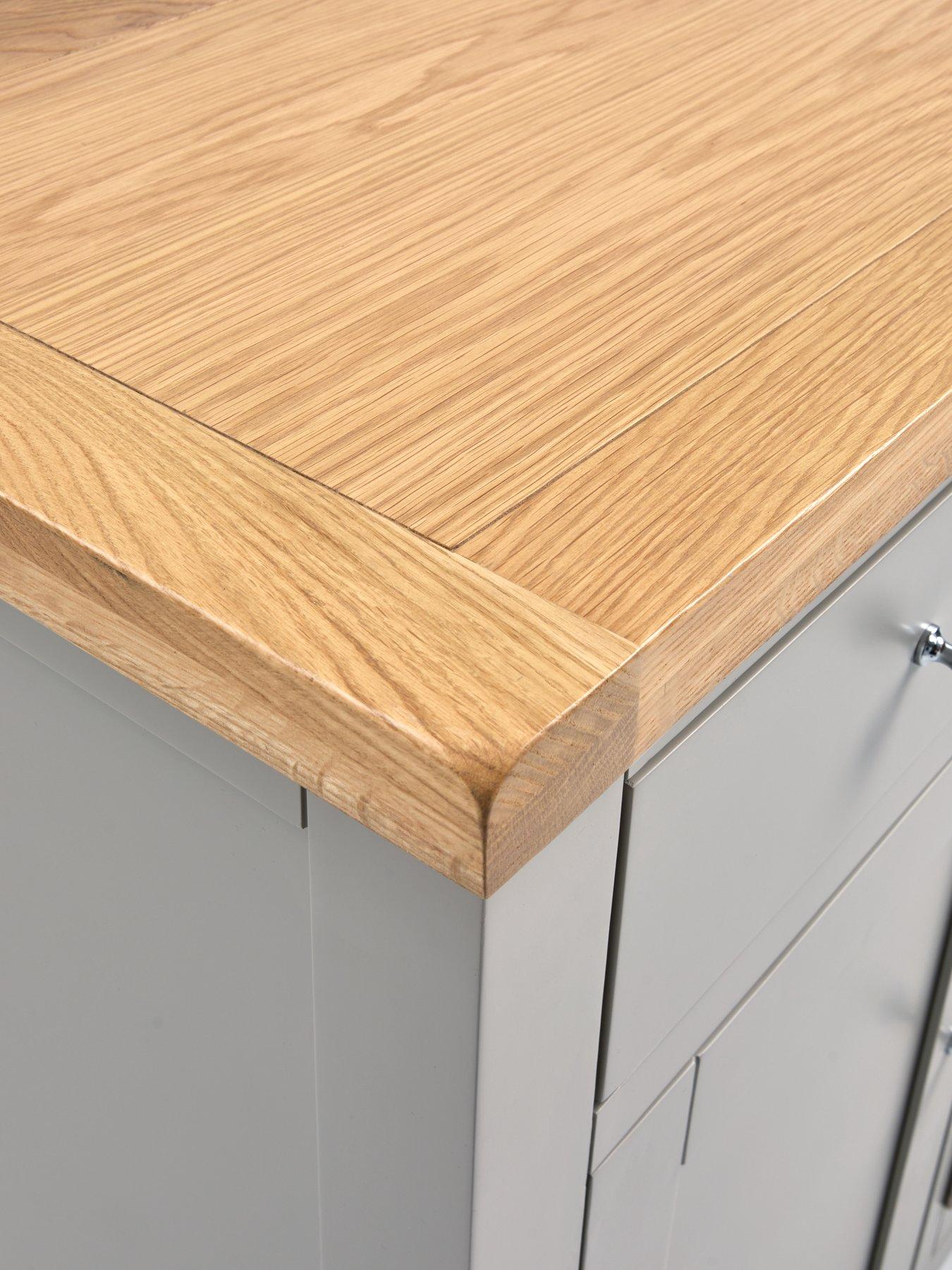 Image 6 of 7 of Very Home Hamilton Ready Assembled 3 Door, 3 Drawer Sideboard - Light Grey/Oak - contains Solid Wood