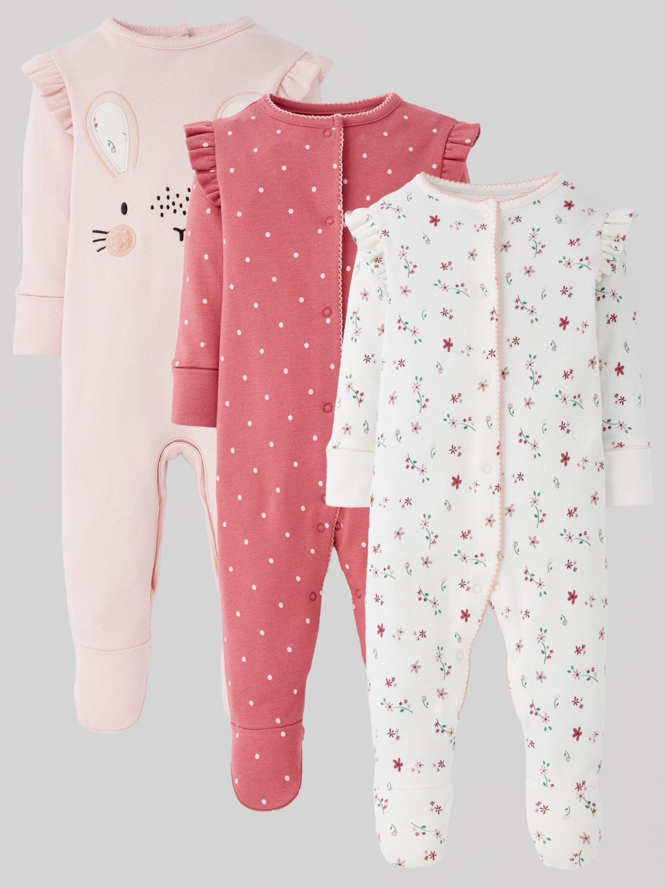  image of mini-v-by-very-girls-3-pack-bunny-sleepsuit-multi
