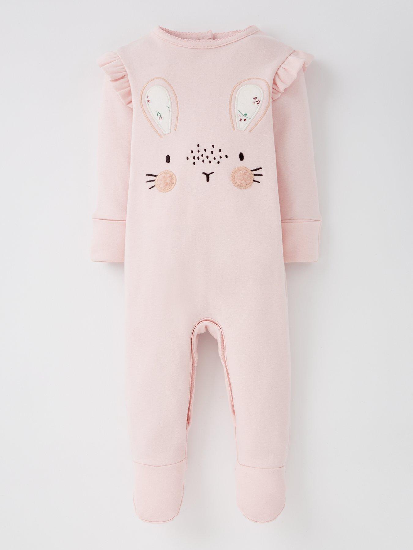 stillFront image of mini-v-by-very-girls-3-pack-bunny-sleepsuit-multi