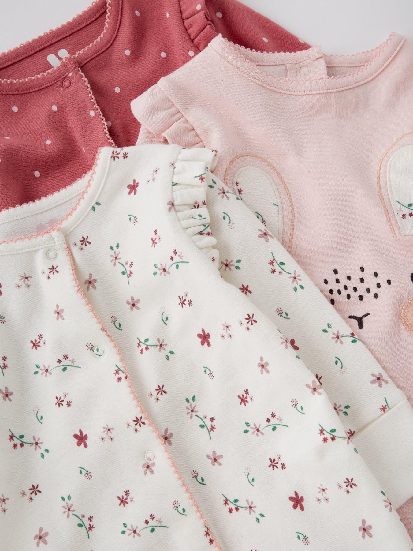  image of mini-v-by-very-girls-3-pack-bunny-sleepsuit-multi