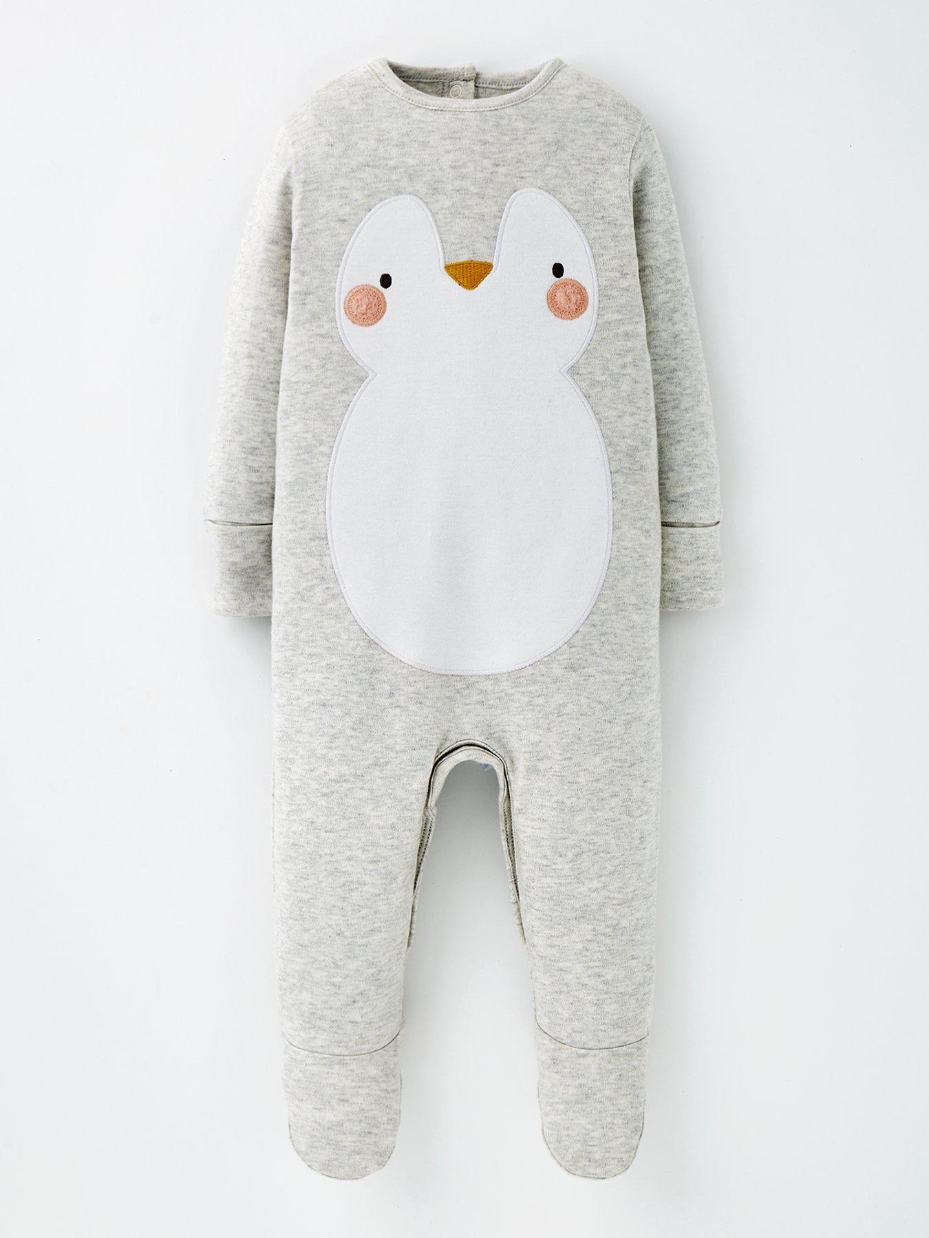  image of mini-v-by-very-unisex-3-pack-penguin-sleepsuit-multi