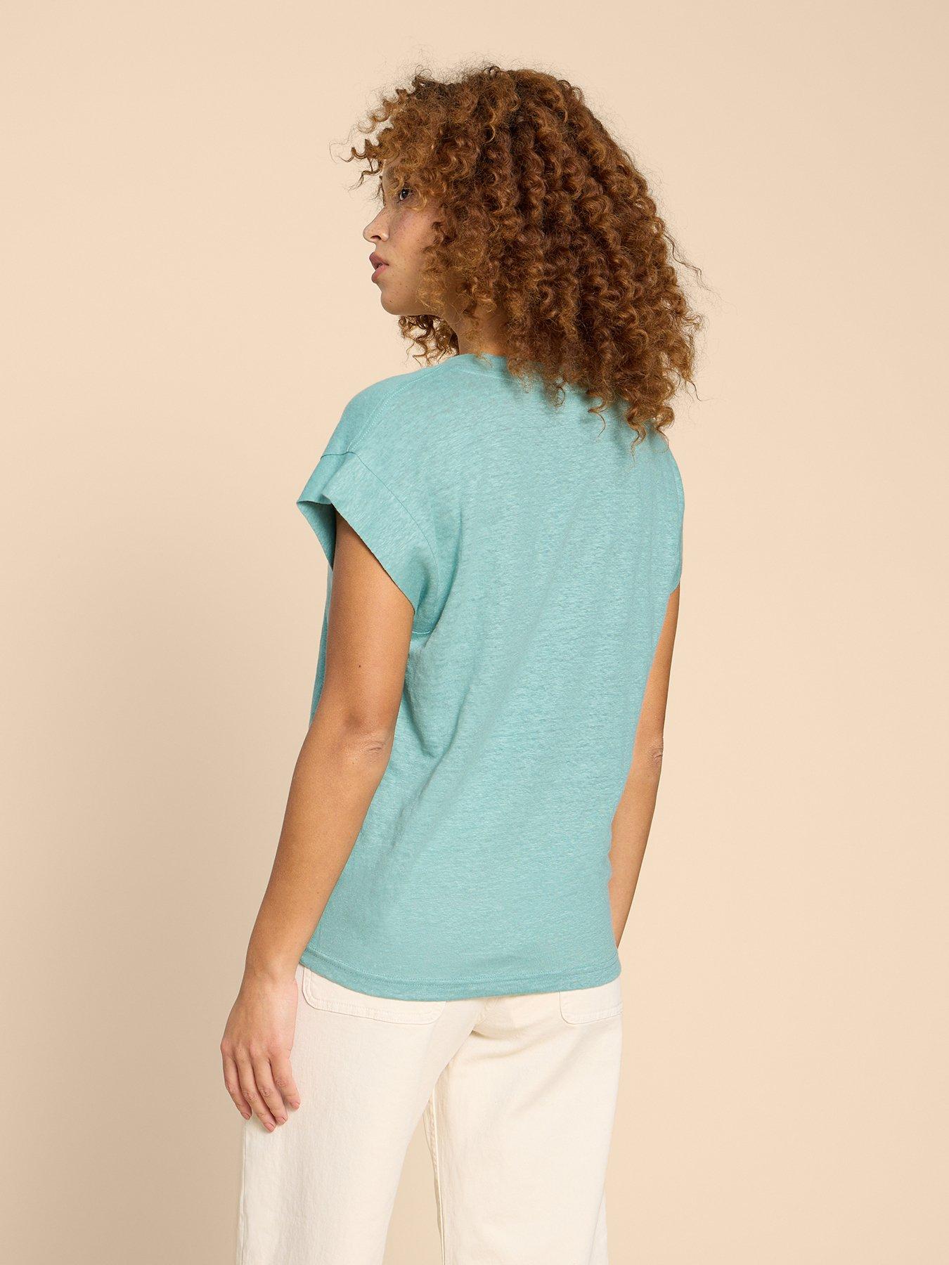  image of white-stuff-ivy-linen-v-neck-tee-blue